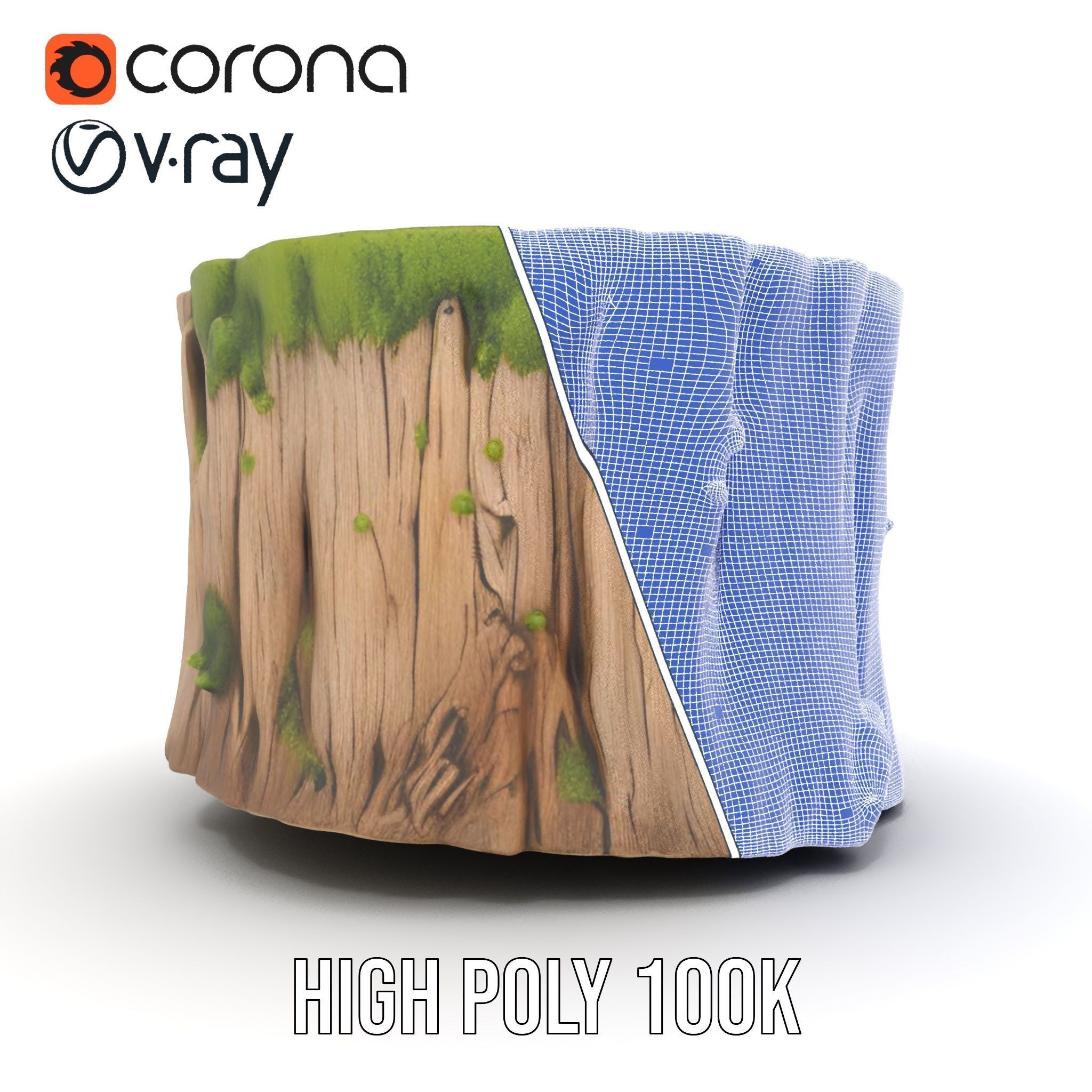 Mossy Tree Stump Model Pack Low-poly 3D model_33