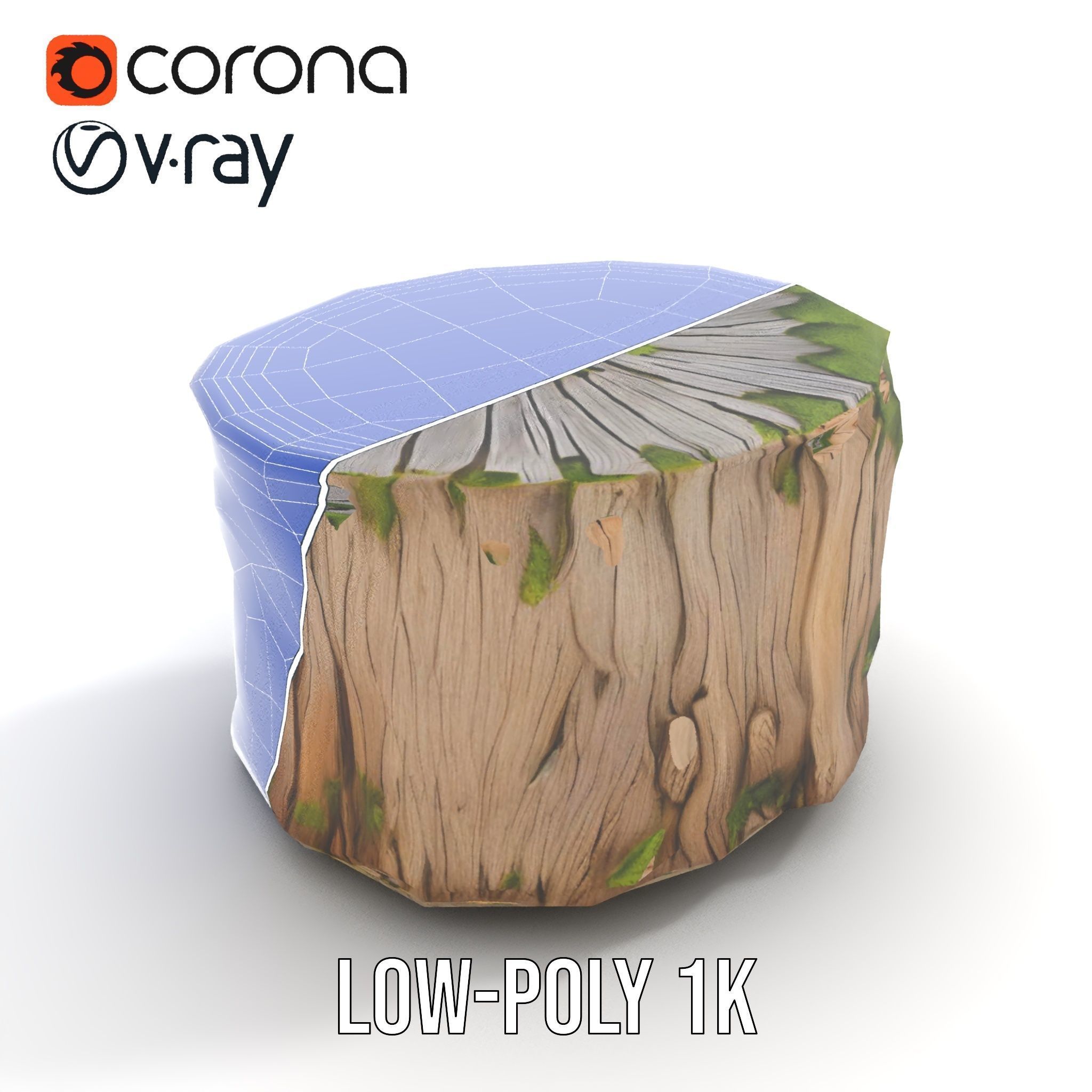 Mossy Tree Stump Model Pack Low-poly 3D model_28