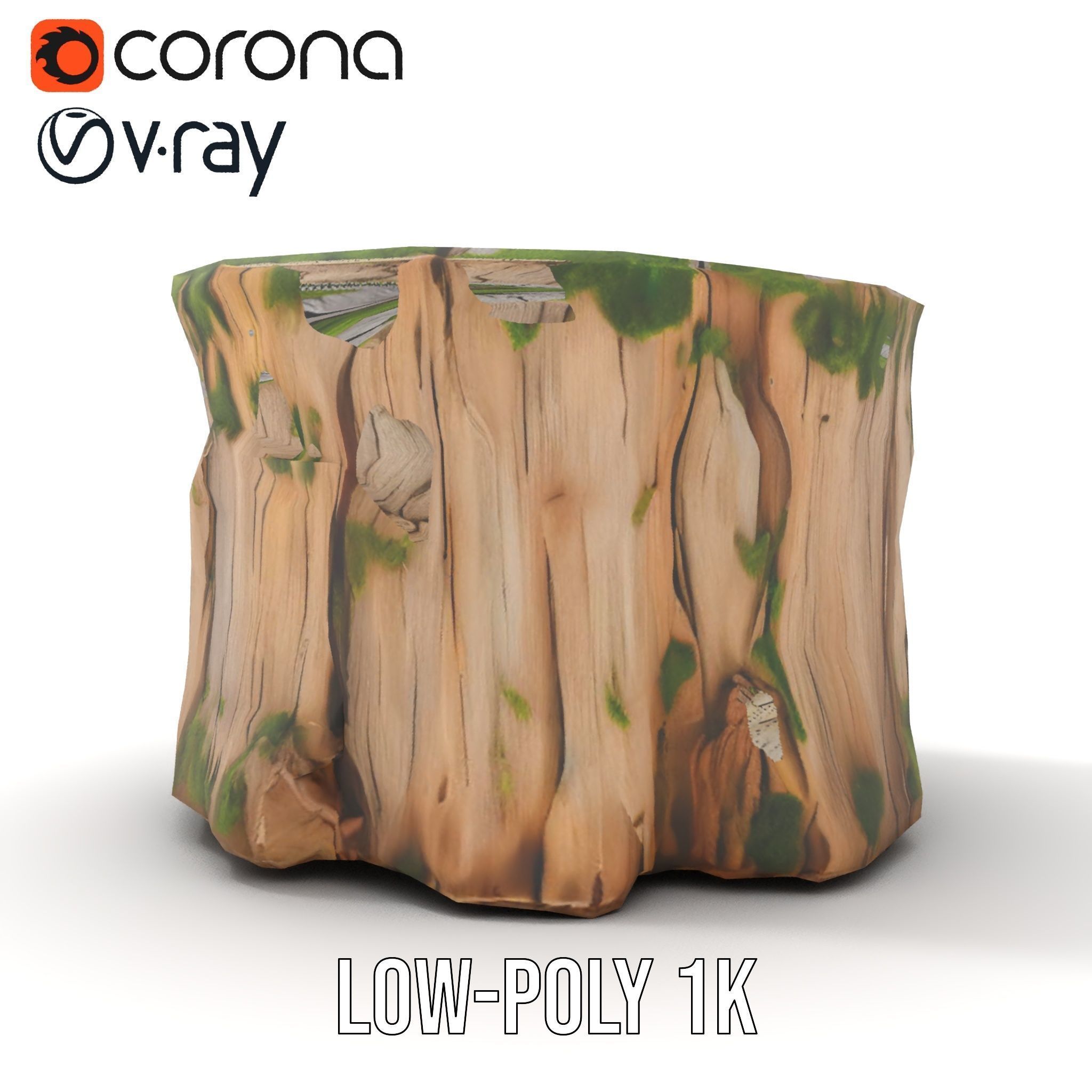 Mossy Tree Stump Model Pack Low-poly 3D model_14