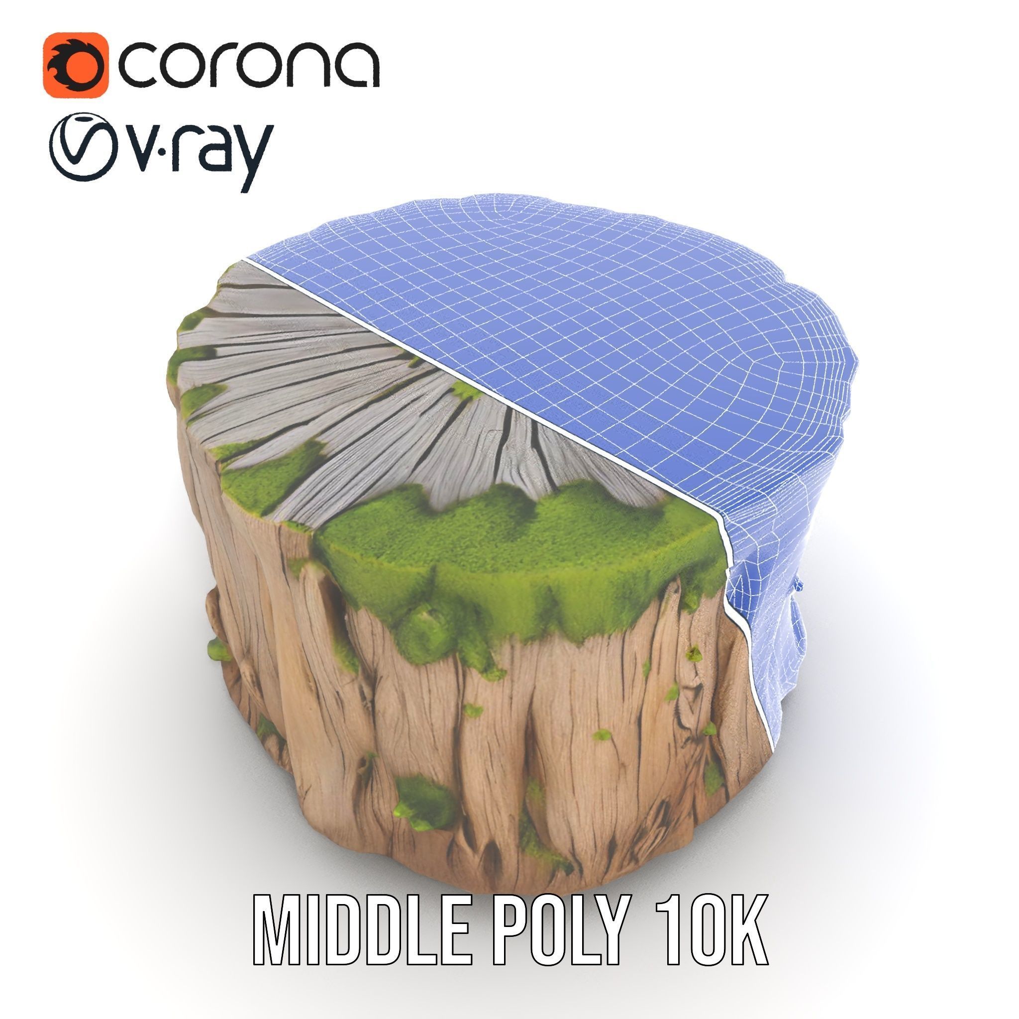 Mossy Tree Stump Model Pack Low-poly 3D model_27