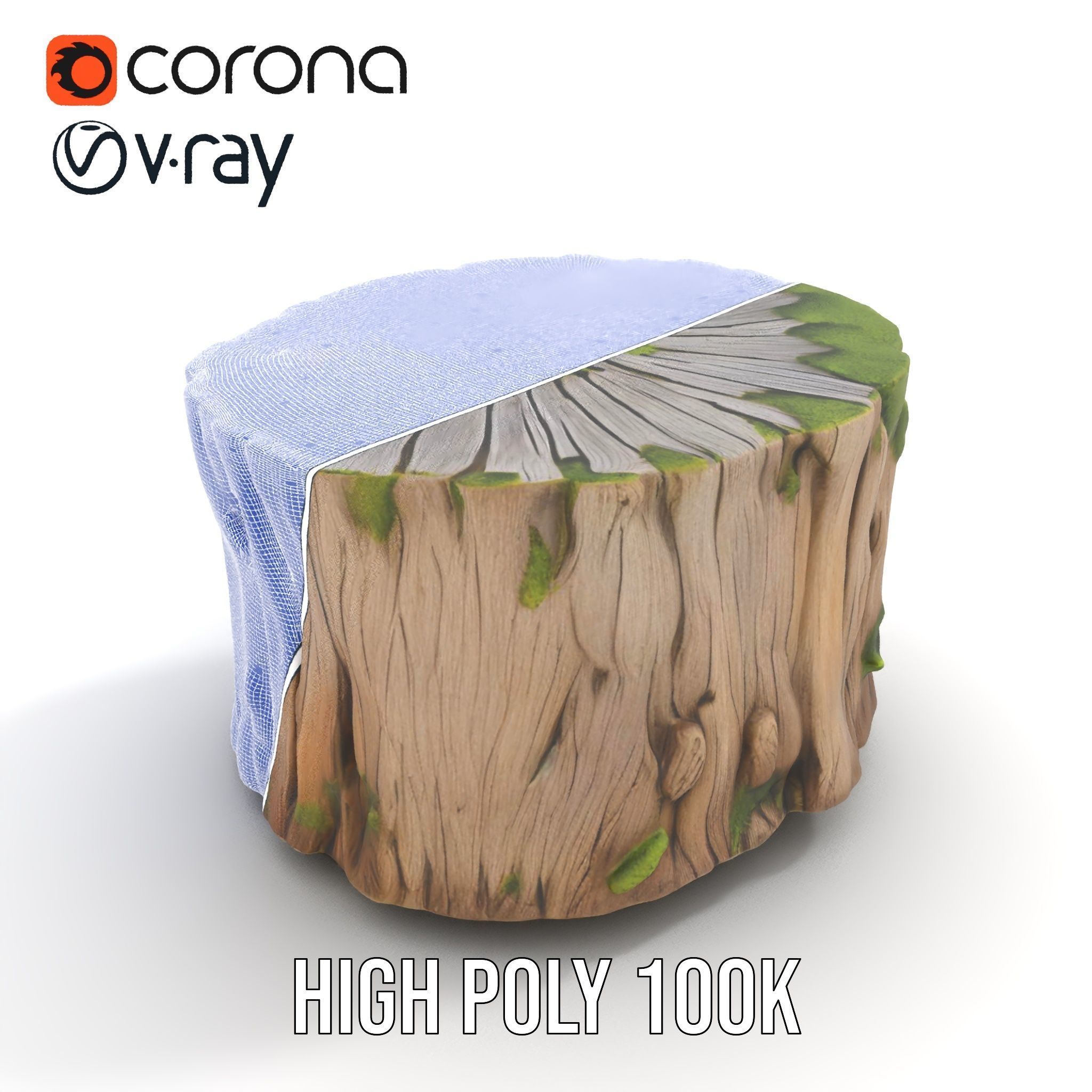 Mossy Tree Stump Model Pack Low-poly 3D model_31