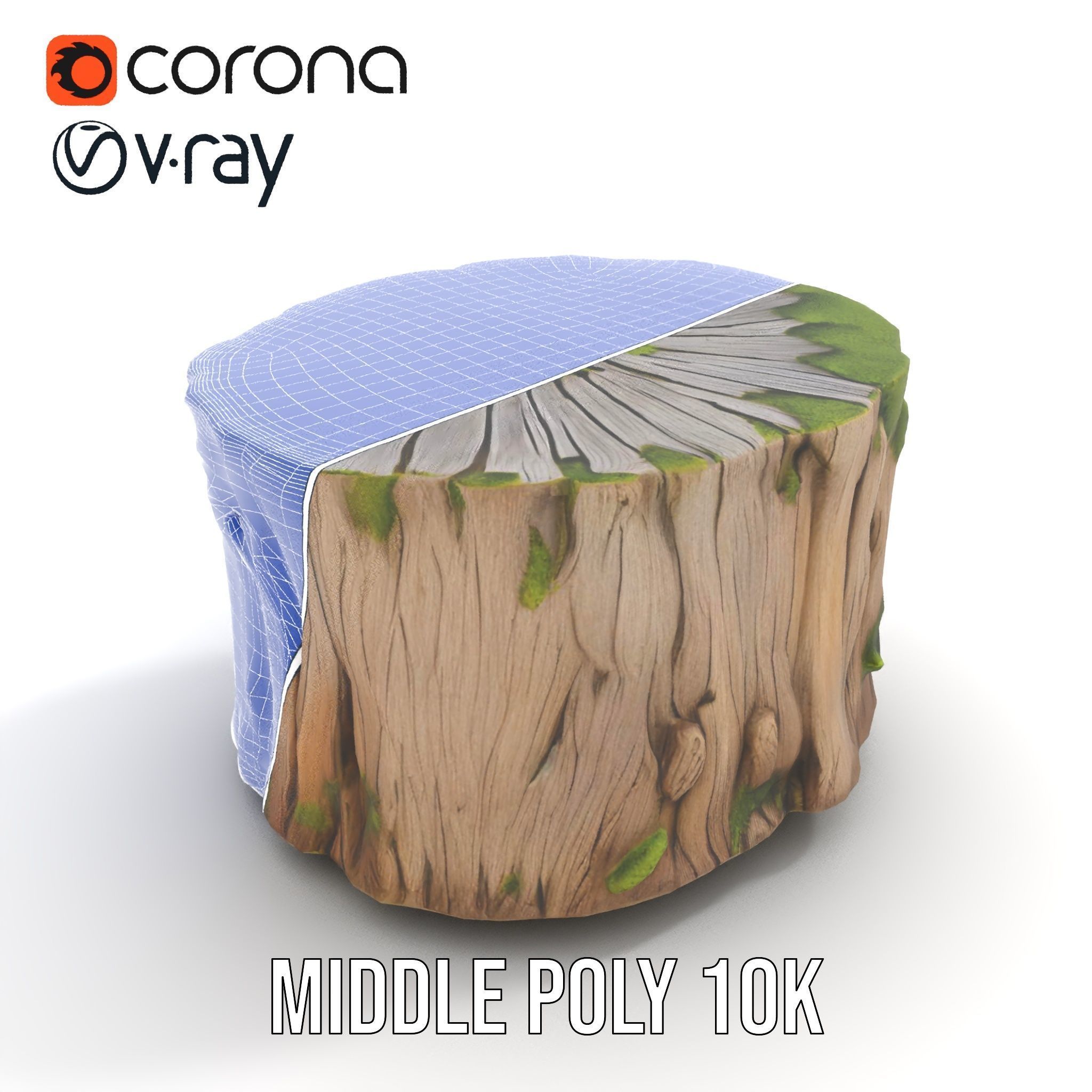 Mossy Tree Stump Model Pack Low-poly 3D model_16