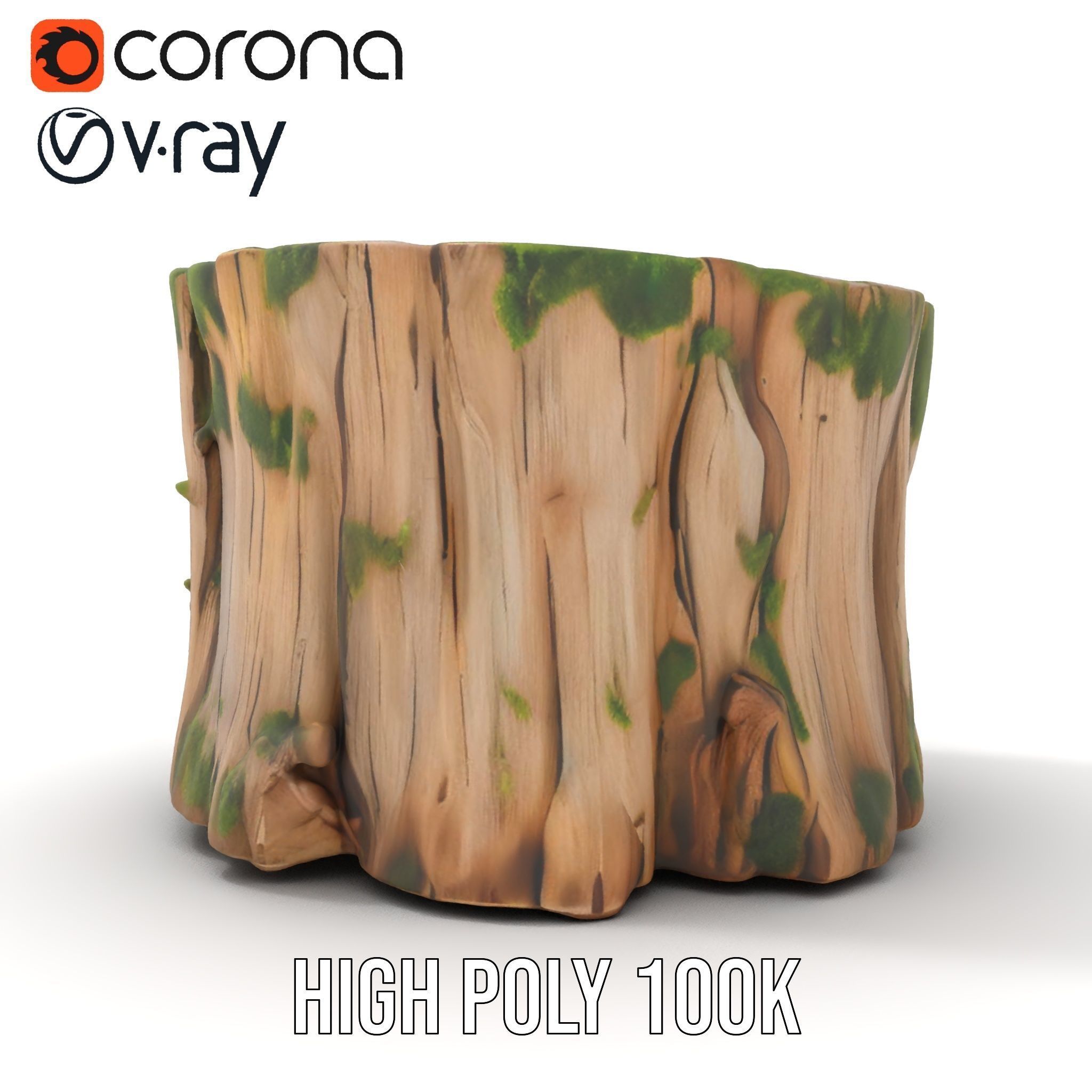 Mossy Tree Stump Model Pack Low-poly 3D model_18