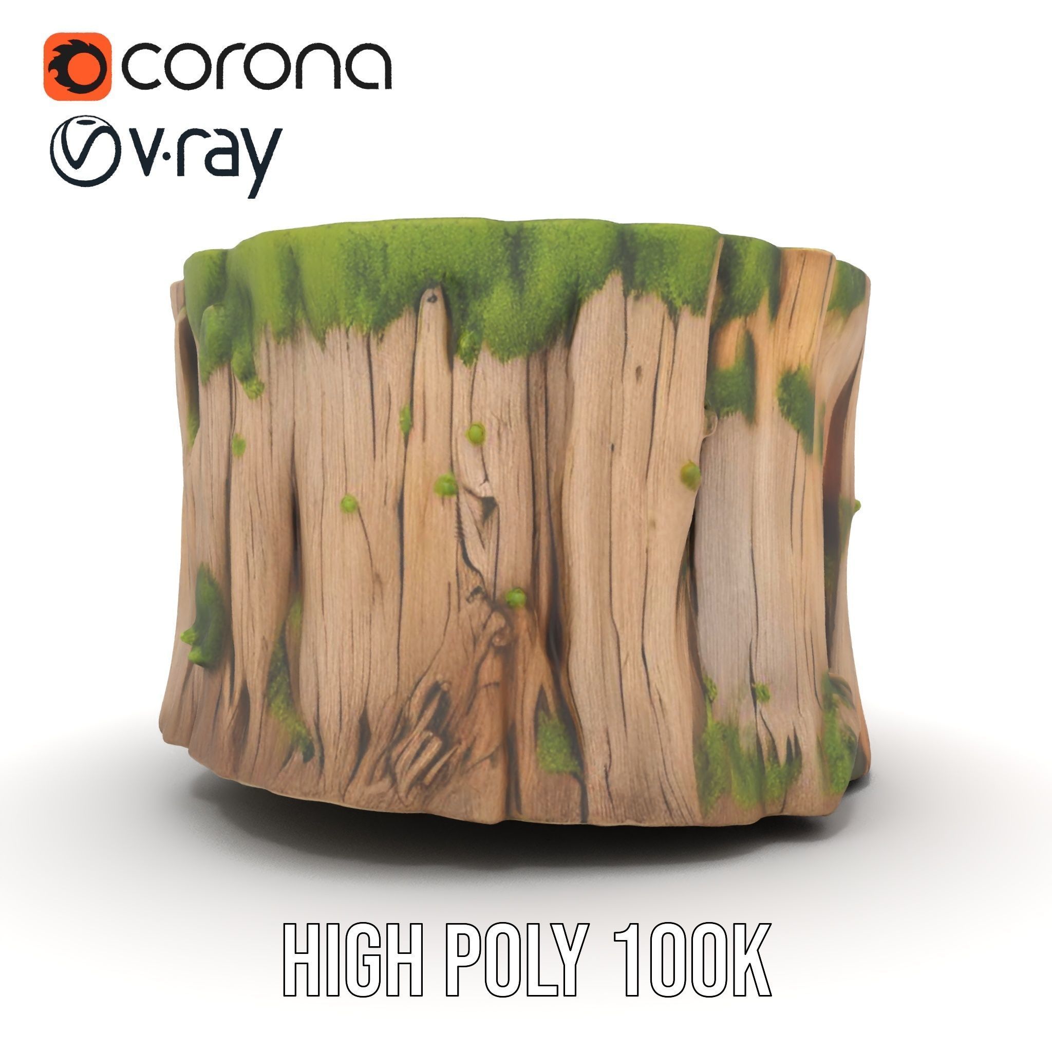 Mossy Tree Stump Model Pack Low-poly 3D model_26