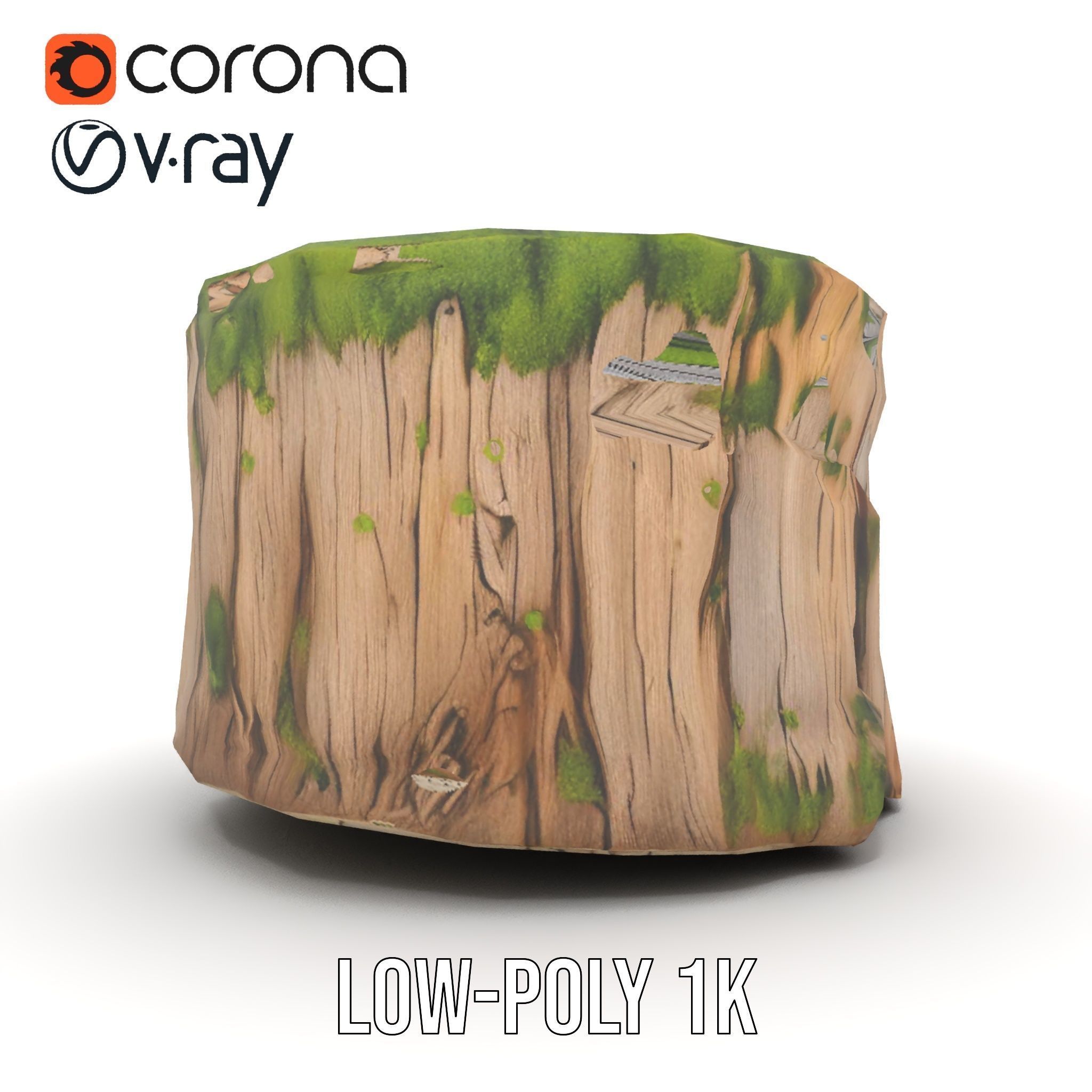 Mossy Tree Stump Model Pack Low-poly 3D model_12
