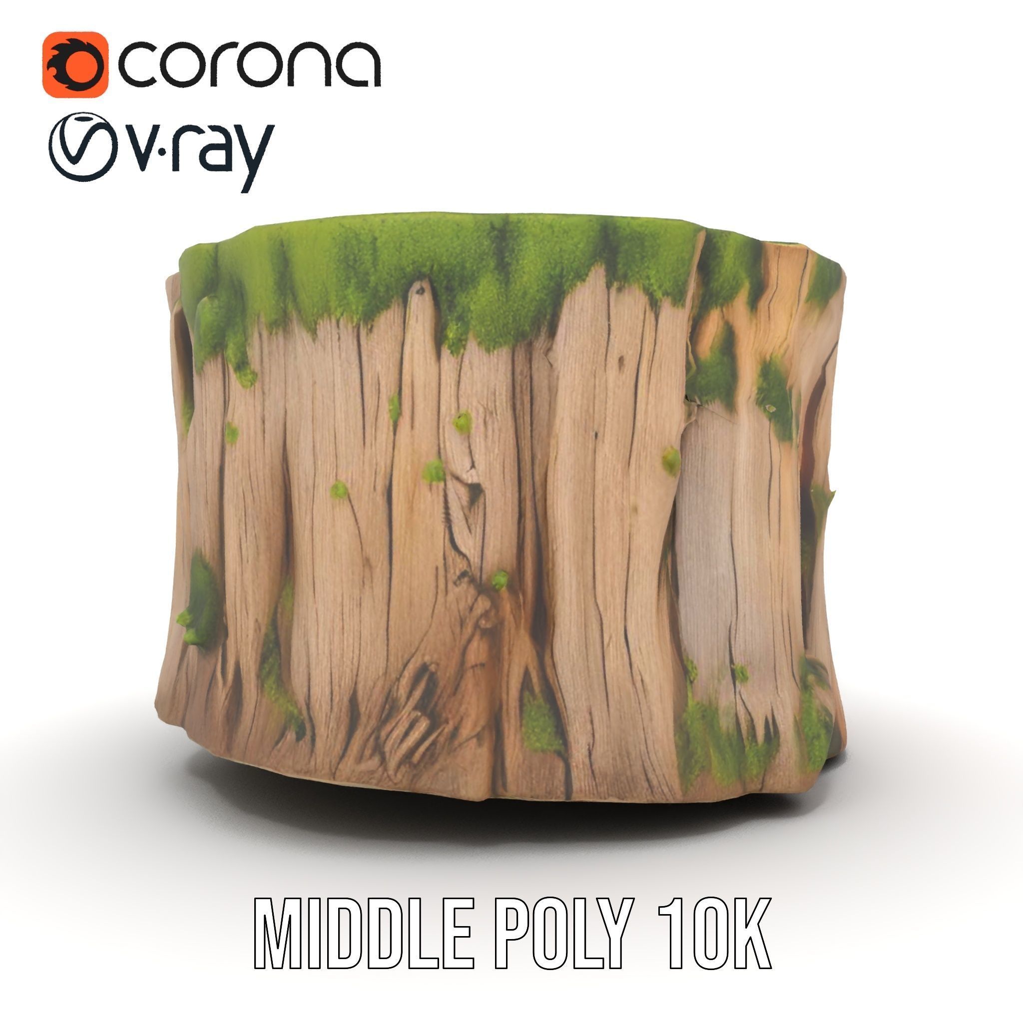 Mossy Tree Stump Model Pack Low-poly 3D model_6