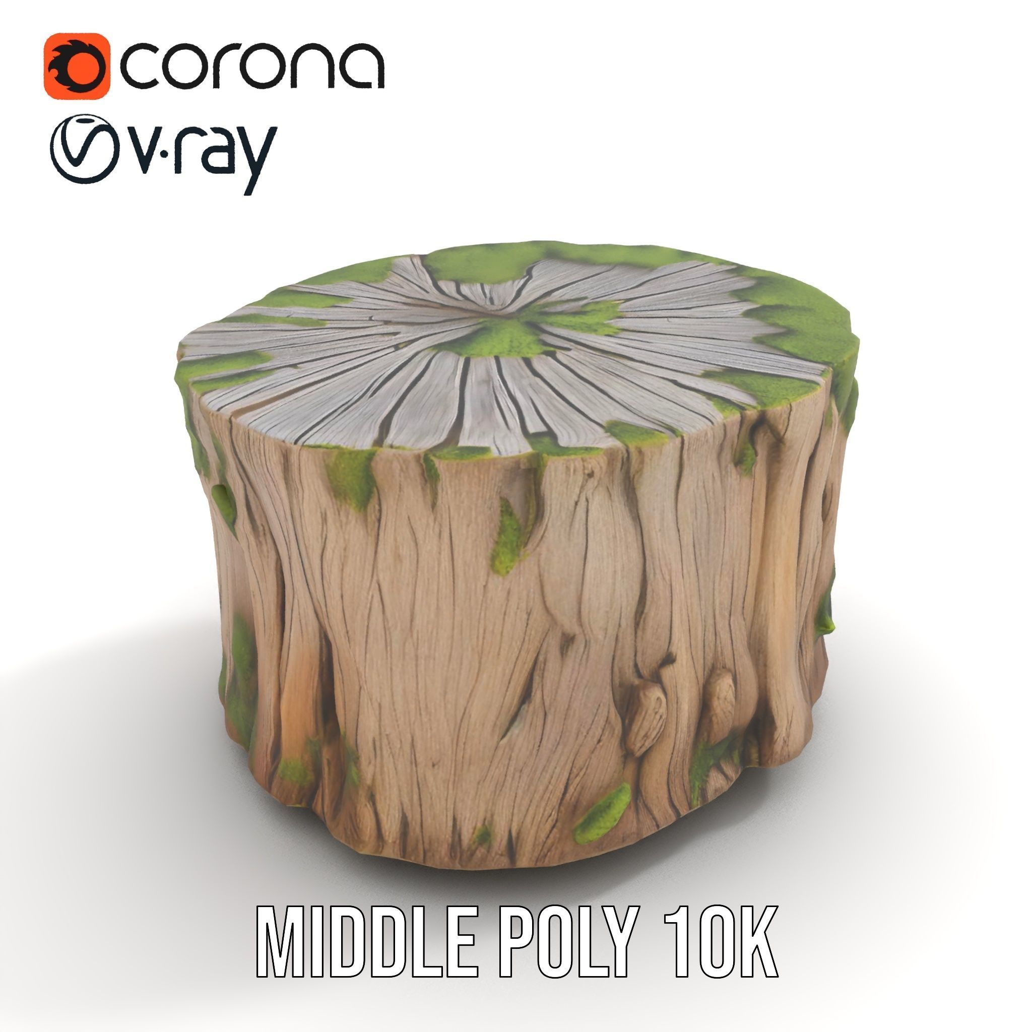 Mossy Tree Stump Model Pack Low-poly 3D model_11