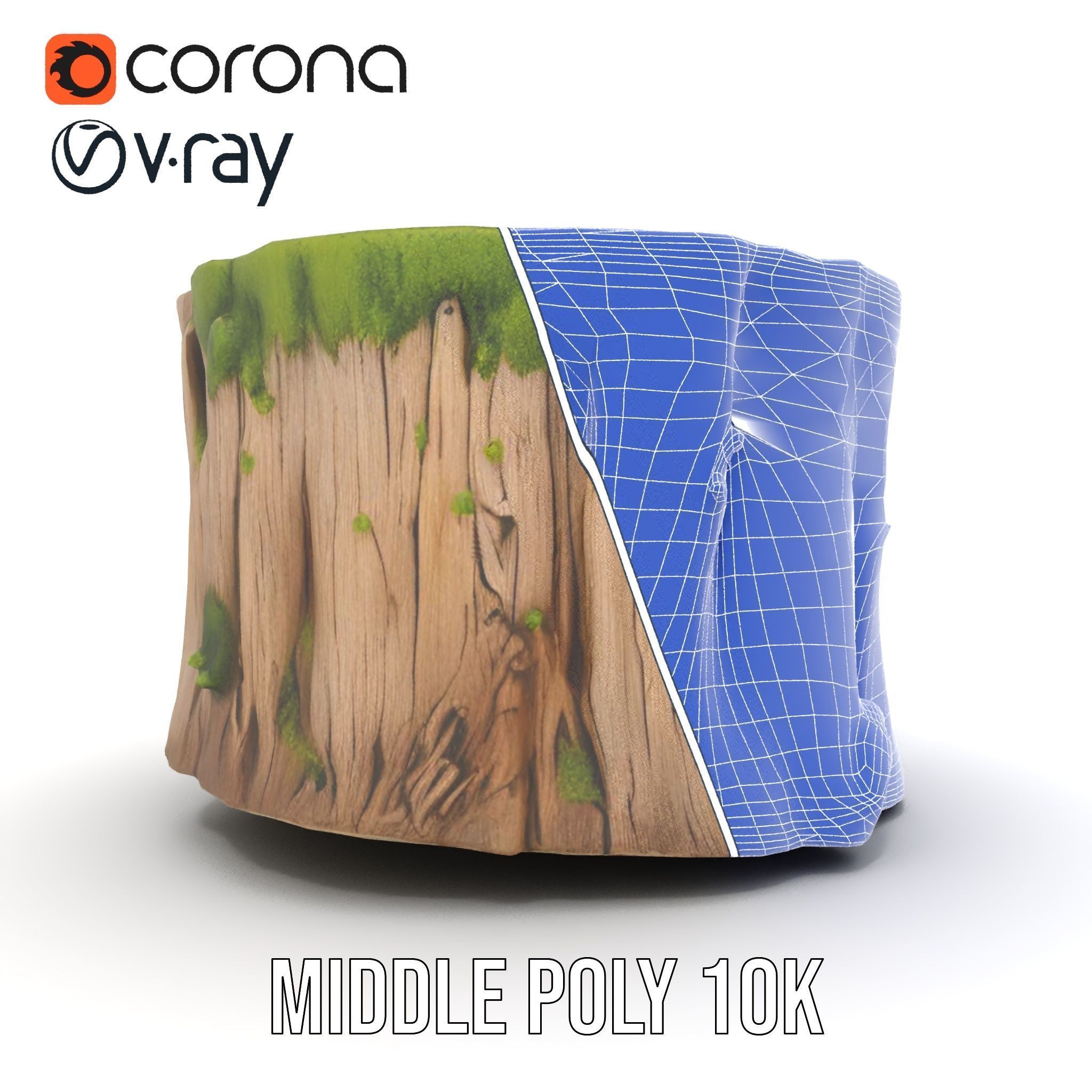 Mossy Tree Stump Model Pack Low-poly 3D model_29