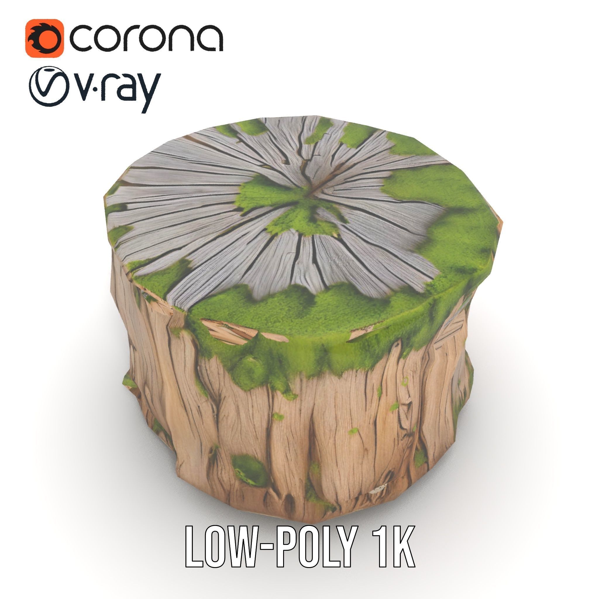 Mossy Tree Stump Model Pack Low-poly 3D model_20