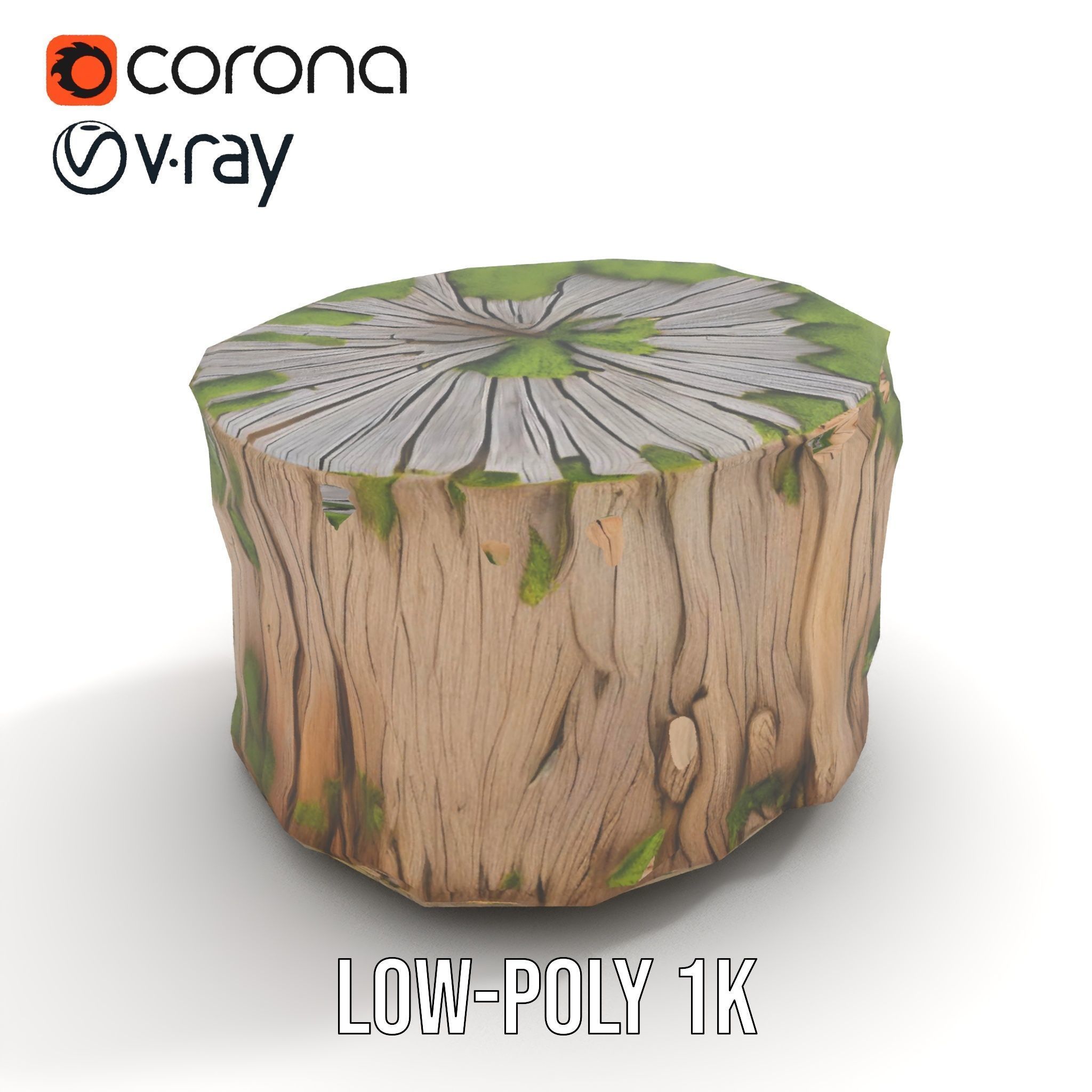 Mossy Tree Stump Model Pack Low-poly 3D model_7