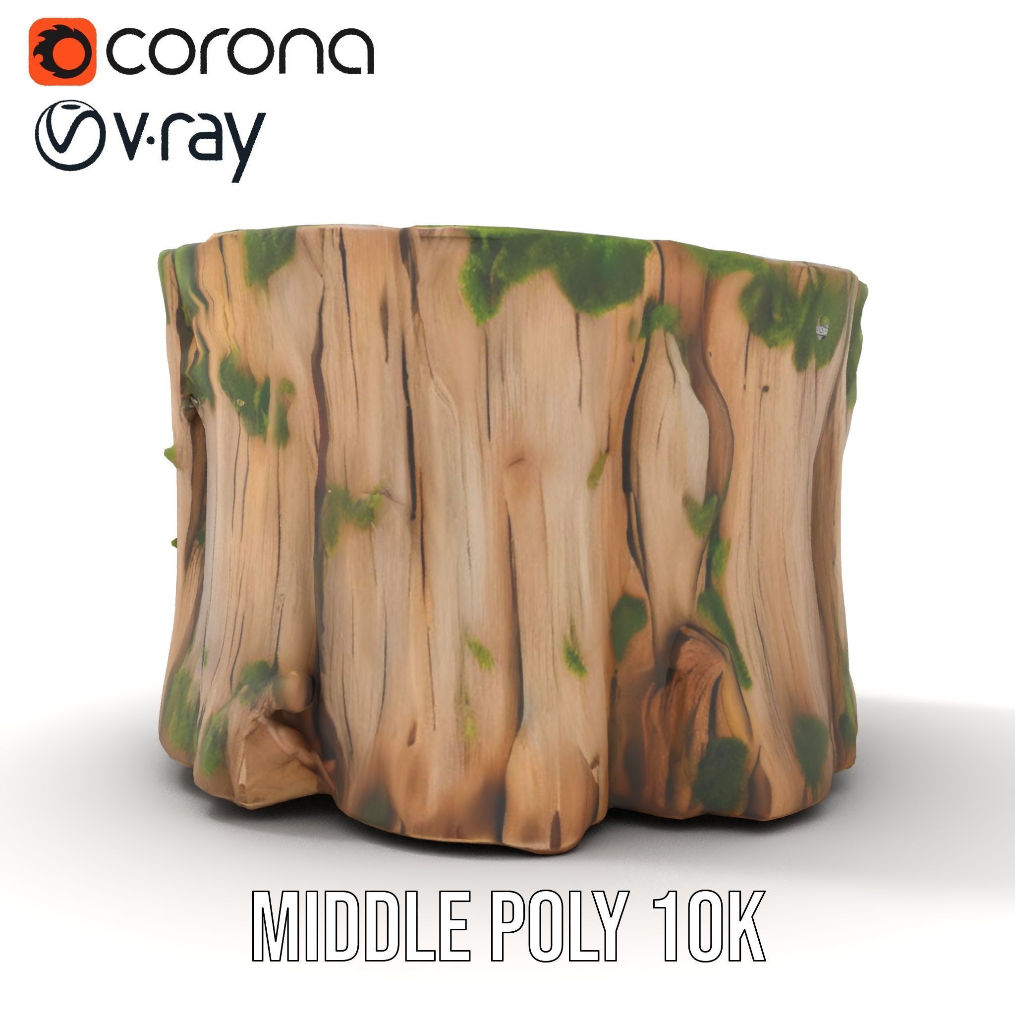 Mossy Tree Stump Model Pack Low-poly 3D model_13