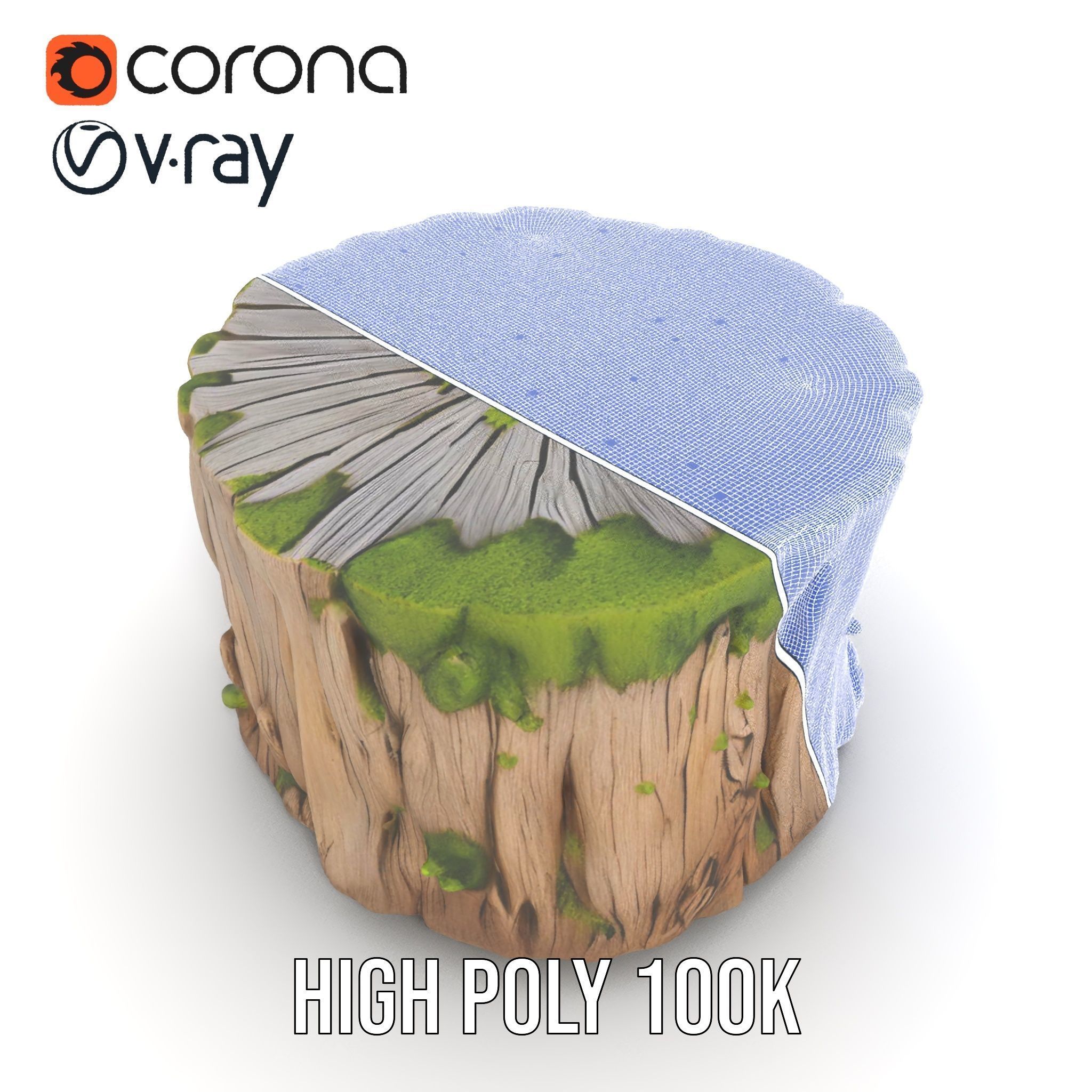 Mossy Tree Stump Model Pack Low-poly 3D model_32