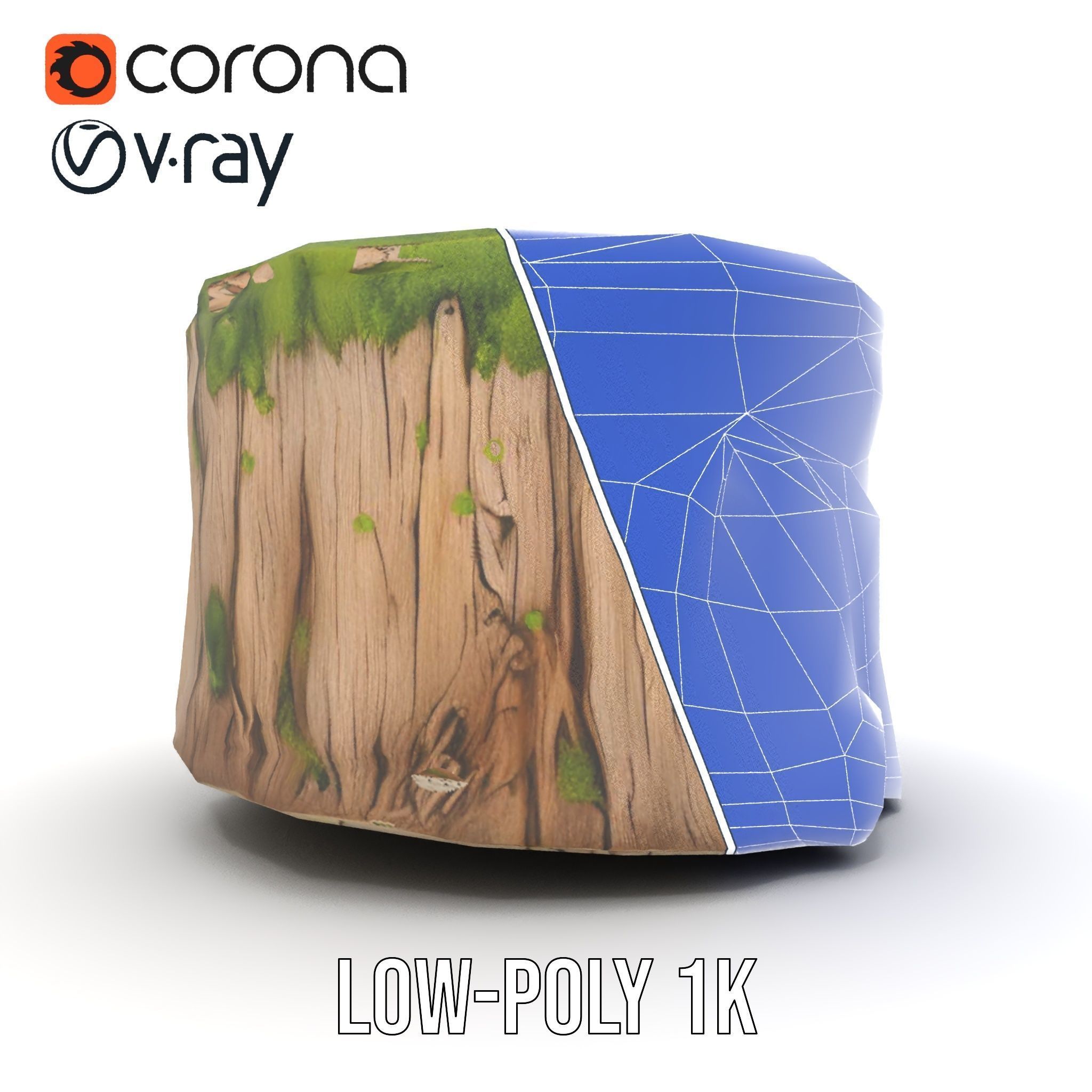 Mossy Tree Stump Model Pack Low-poly 3D model_22