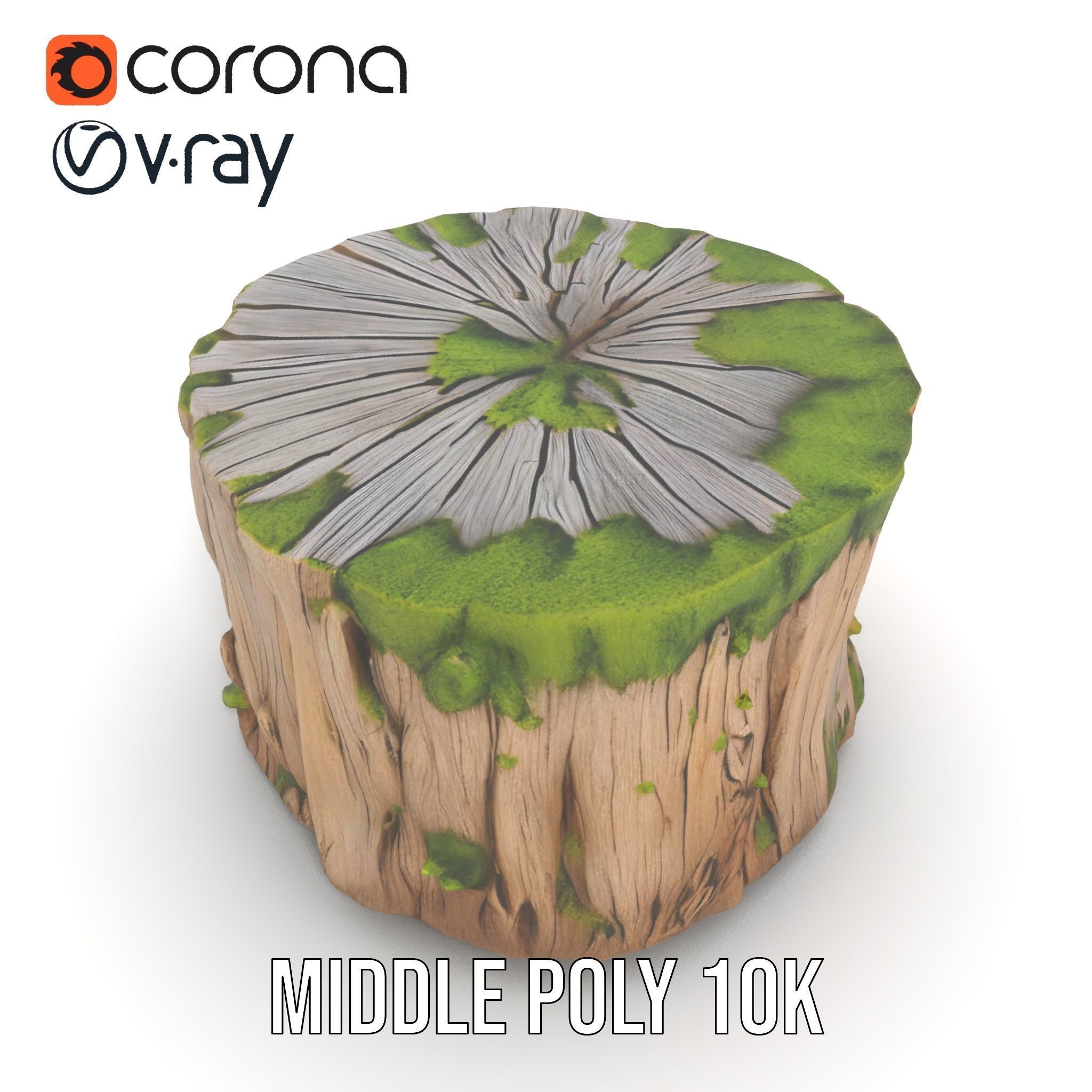 Mossy Tree Stump Model Pack Low-poly 3D model_21