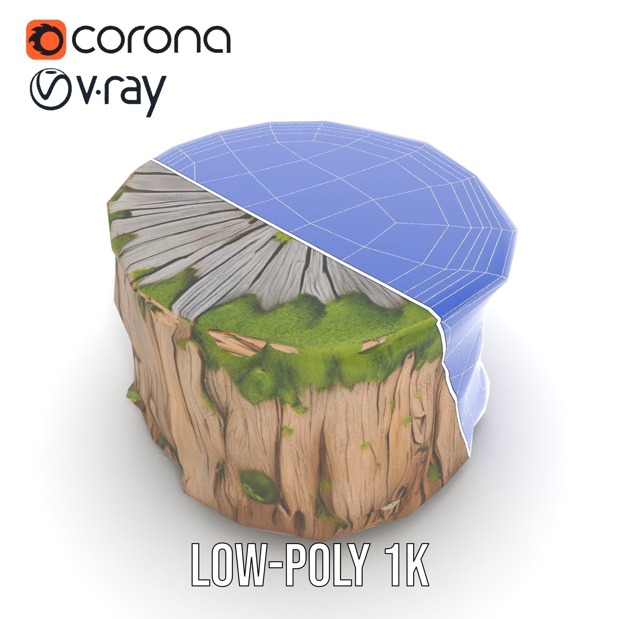 Mossy Tree Stump Model Pack Low-poly 3D model_25