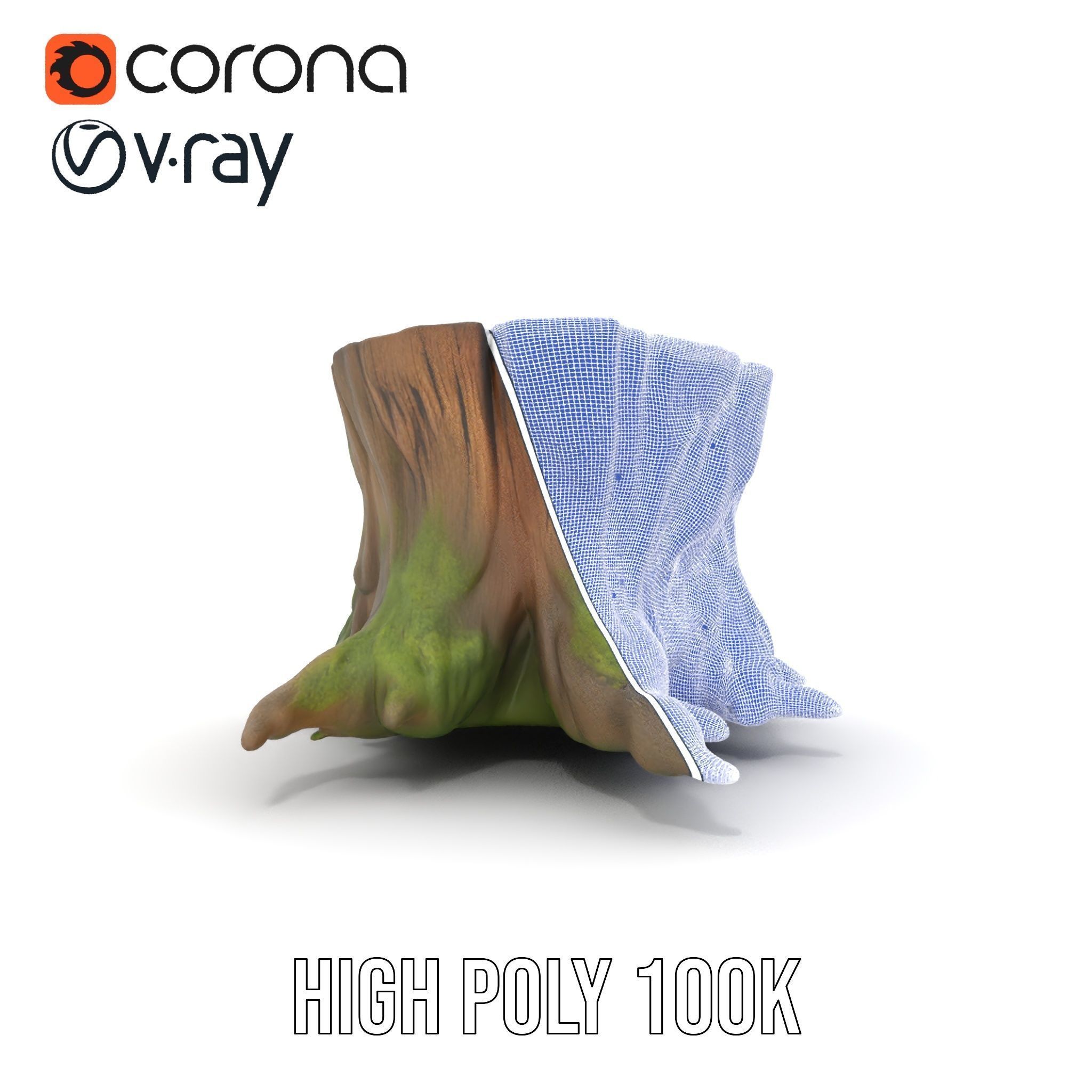 Wooden Tree Stump with Moss Model Pack Low-poly 3D model_34