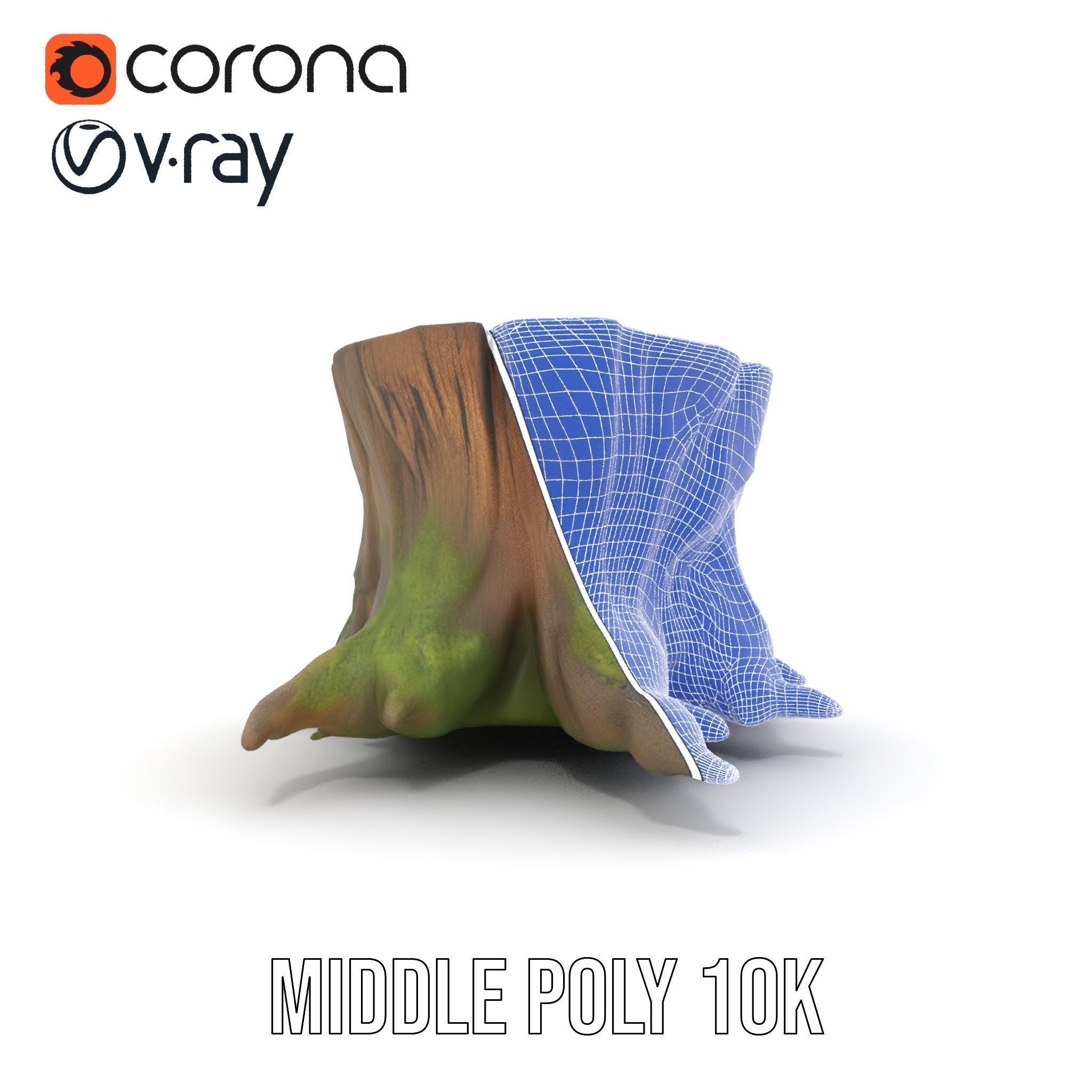 Wooden Tree Stump with Moss Model Pack Low-poly 3D model_26