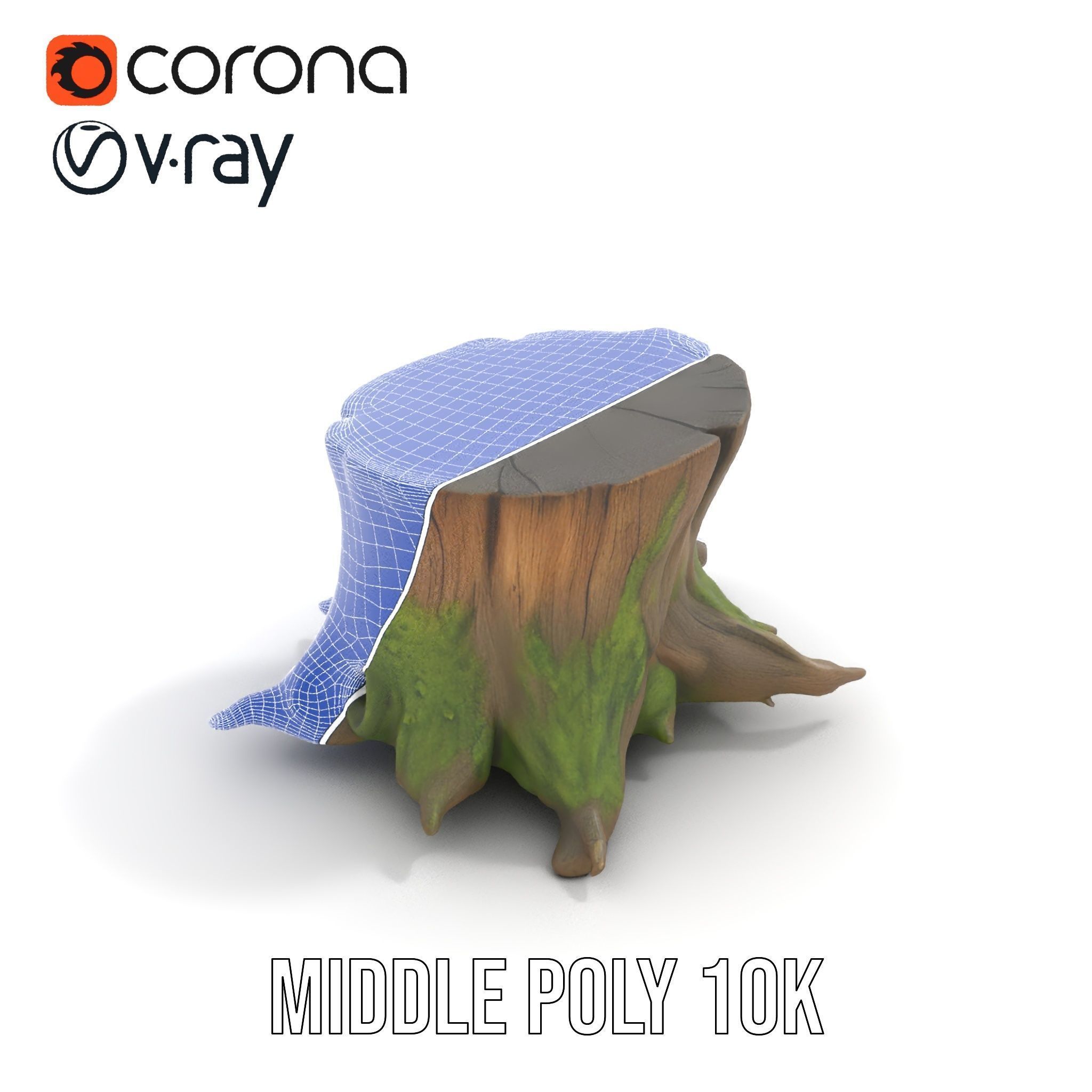 Wooden Tree Stump with Moss Model Pack Low-poly 3D model_21