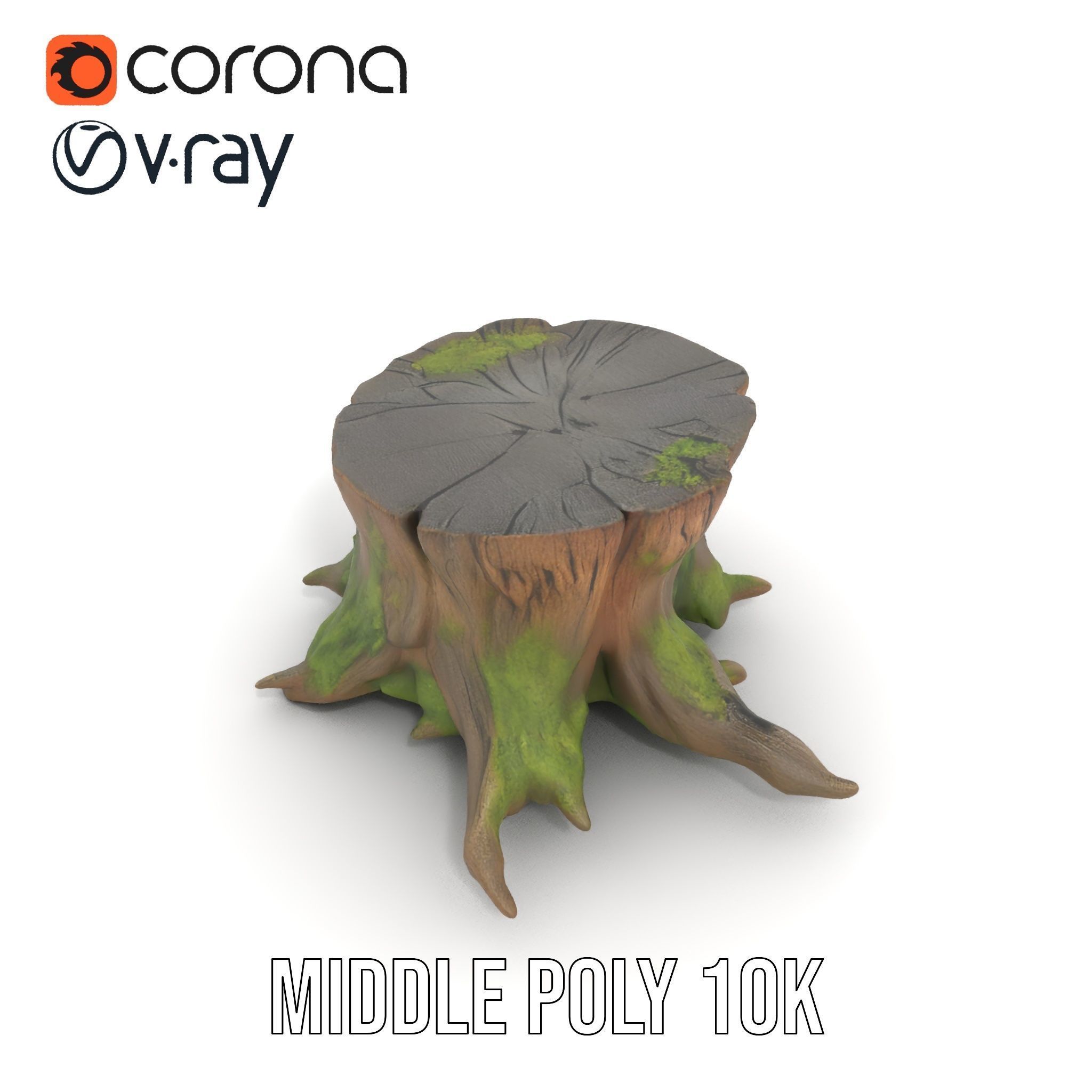 Wooden Tree Stump with Moss Model Pack Low-poly 3D model_5