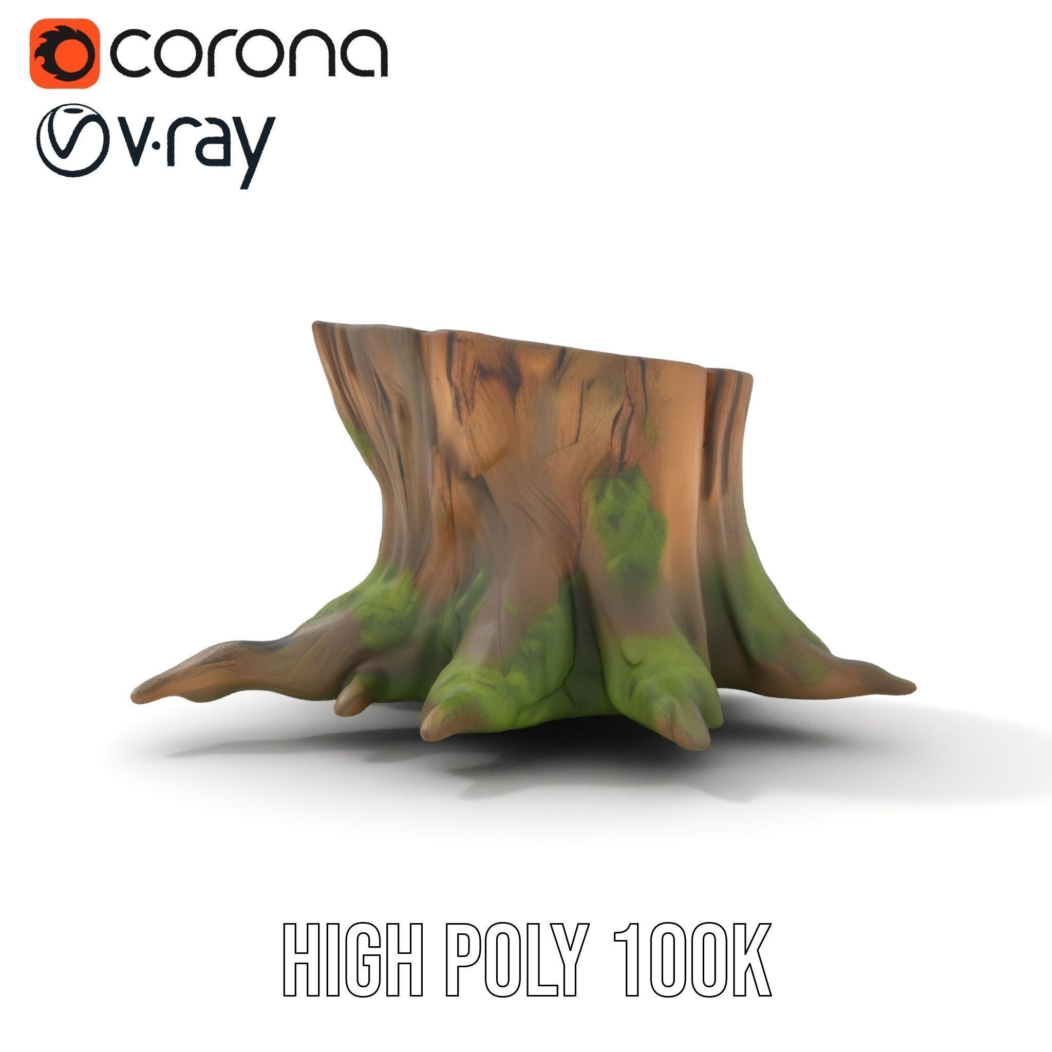 Wooden Tree Stump with Moss Model Pack Low-poly 3D model_28