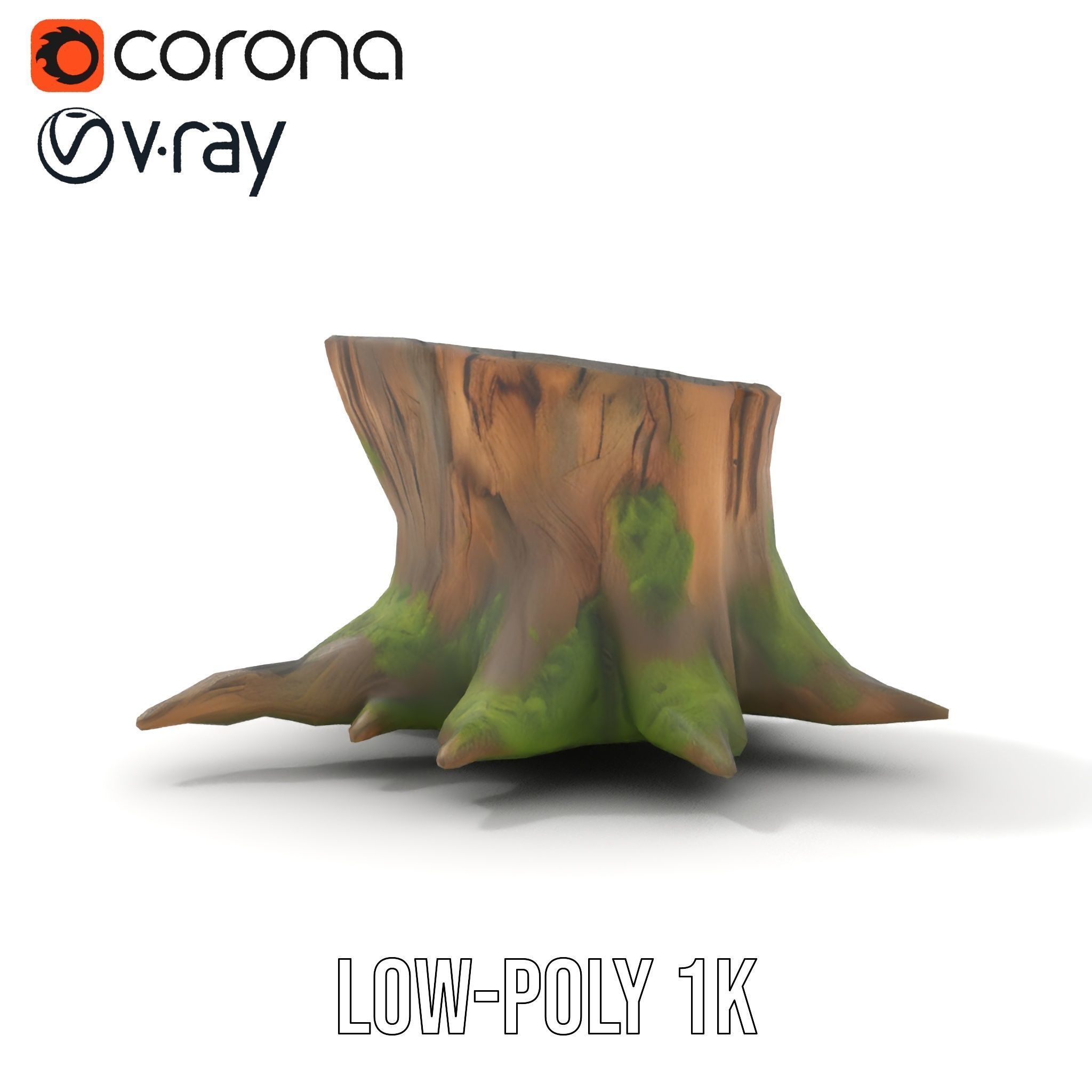 Wooden Tree Stump with Moss Model Pack Low-poly 3D model_16