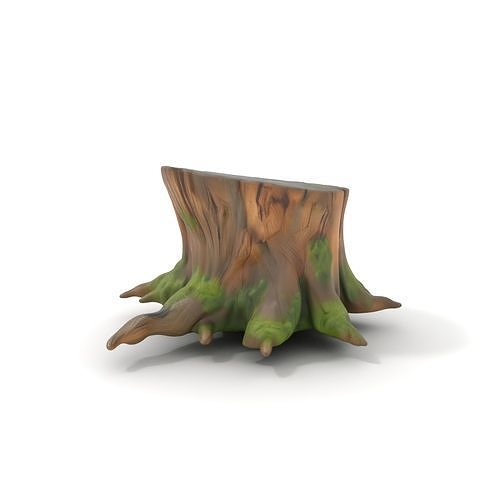 Wooden Tree Stump with Moss Model Pack Low-poly 3D model