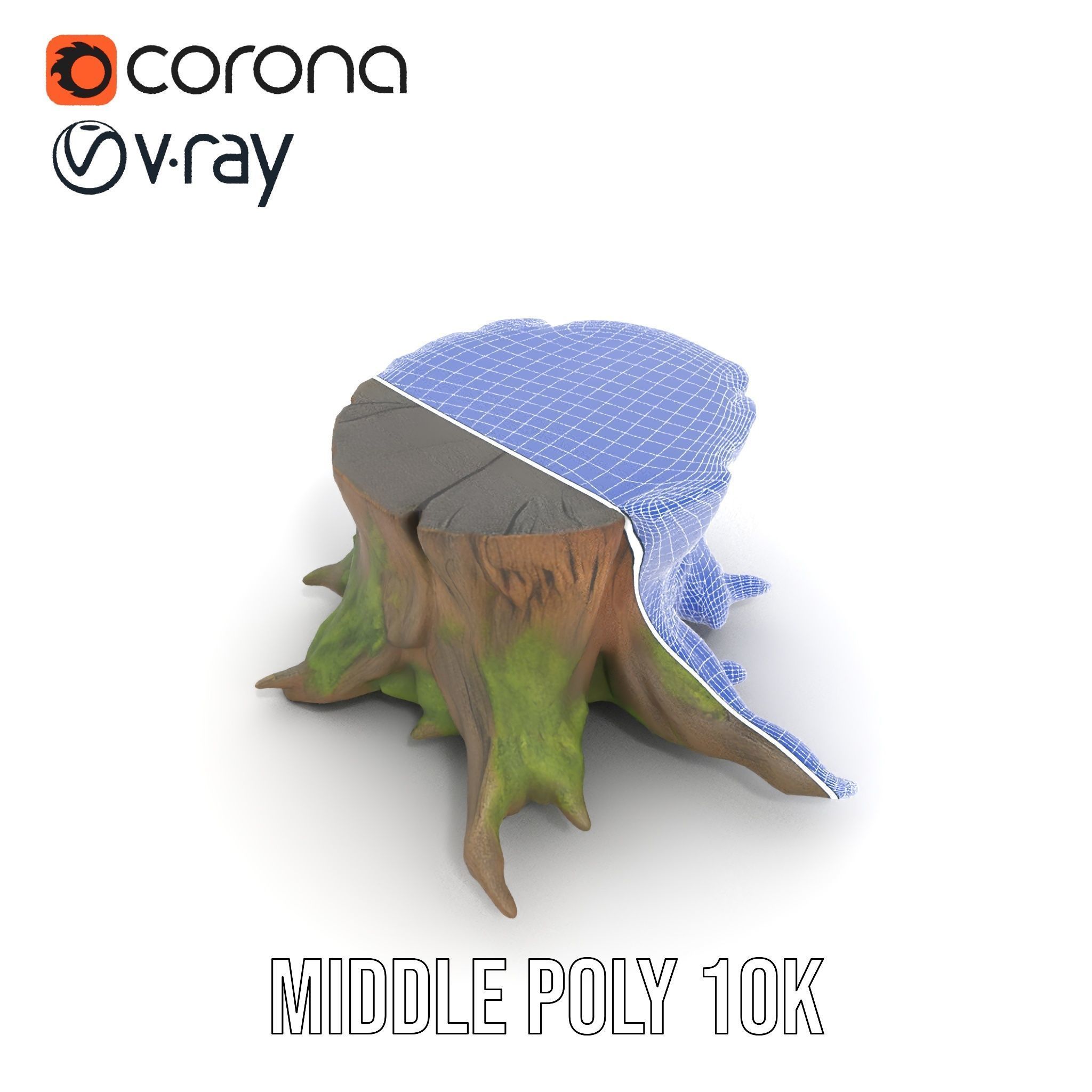 Wooden Tree Stump with Moss Model Pack Low-poly 3D model_24