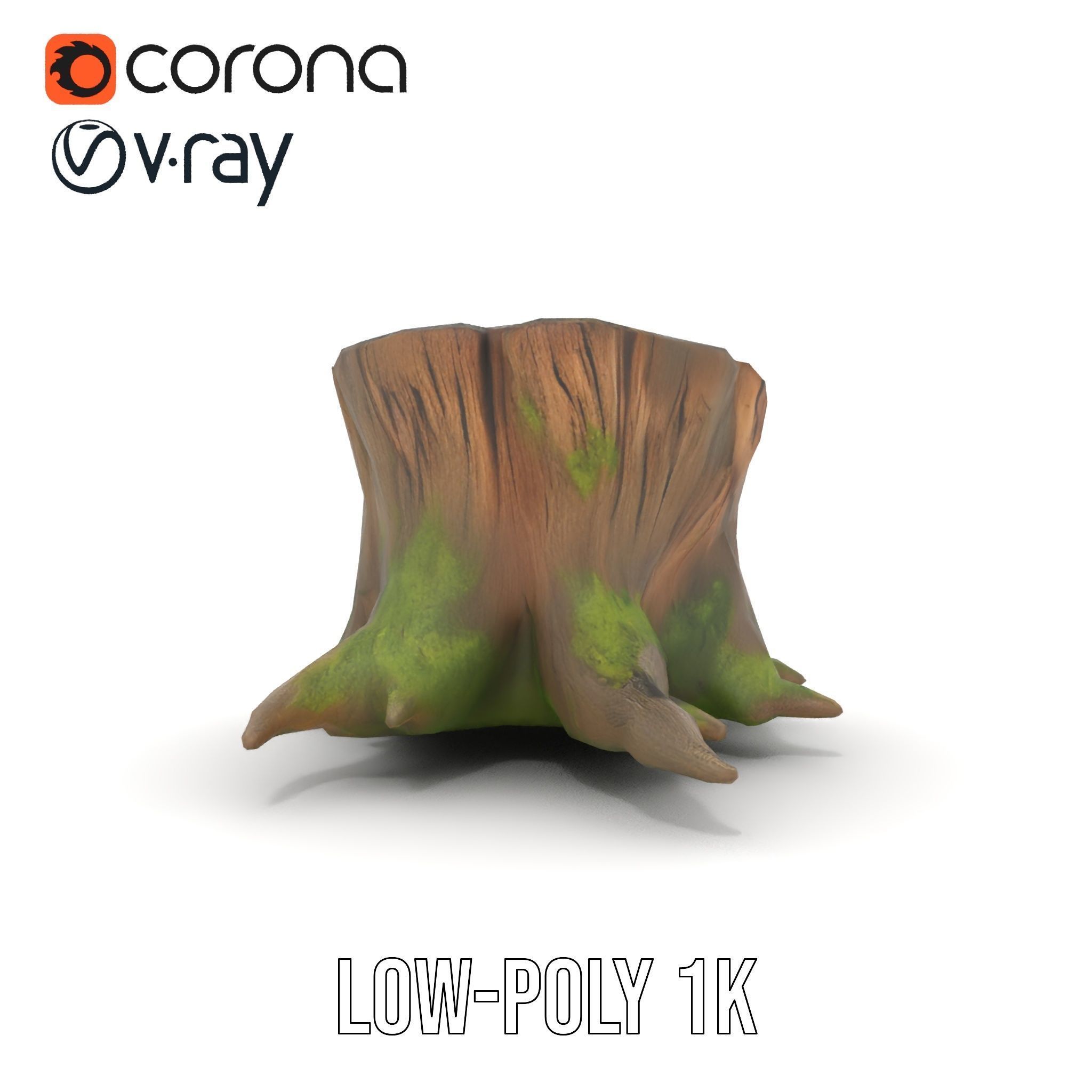 Wooden Tree Stump with Moss Model Pack Low-poly 3D model_25