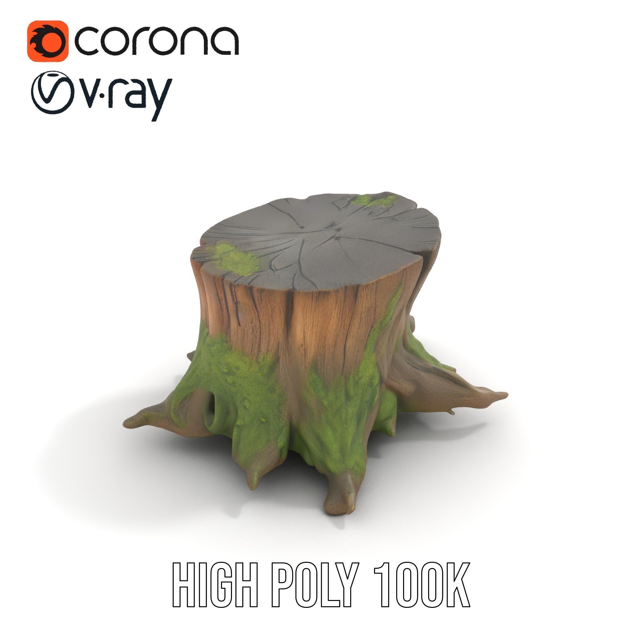 Wooden Tree Stump with Moss Model Pack Low-poly 3D model_20