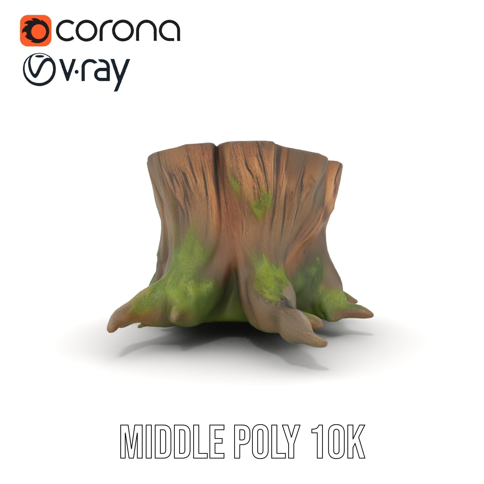 Wooden Tree Stump with Moss Model Pack Low-poly 3D model_18