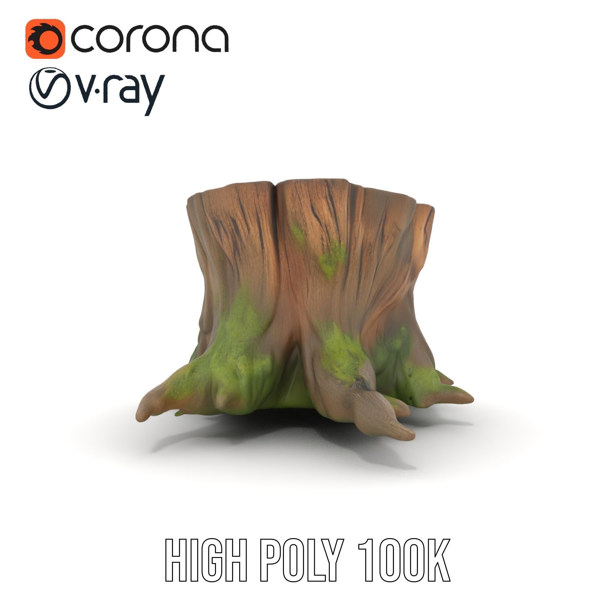 Wooden Tree Stump with Moss Model Pack Low-poly 3D model_17