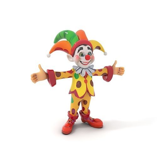 Colorful Clown Character Rigged and Animated for Games Low-poly 3D model