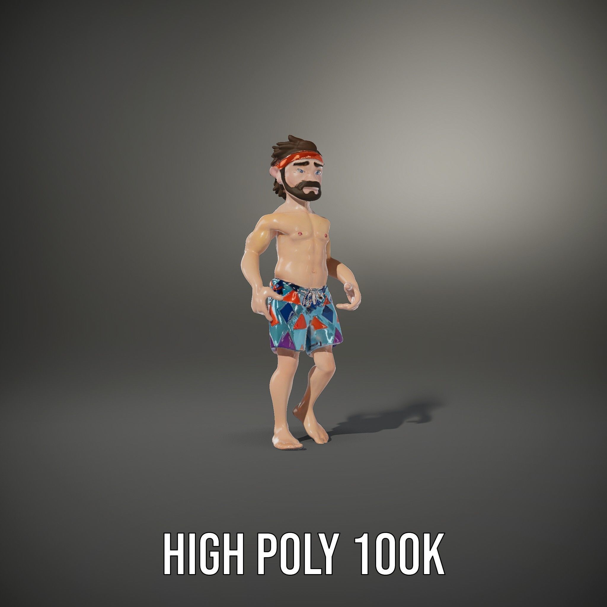 Beach Guy Rigged and Animated D Character Model Low-poly 3D model_33