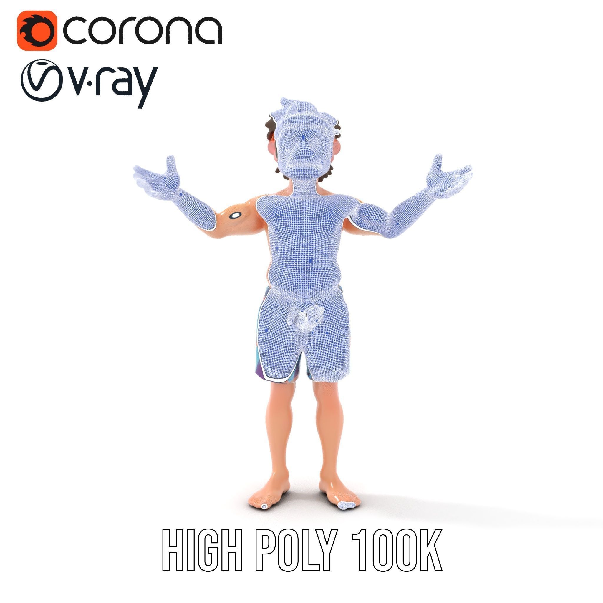 Beach Guy Rigged and Animated D Character Model Low-poly 3D model_36