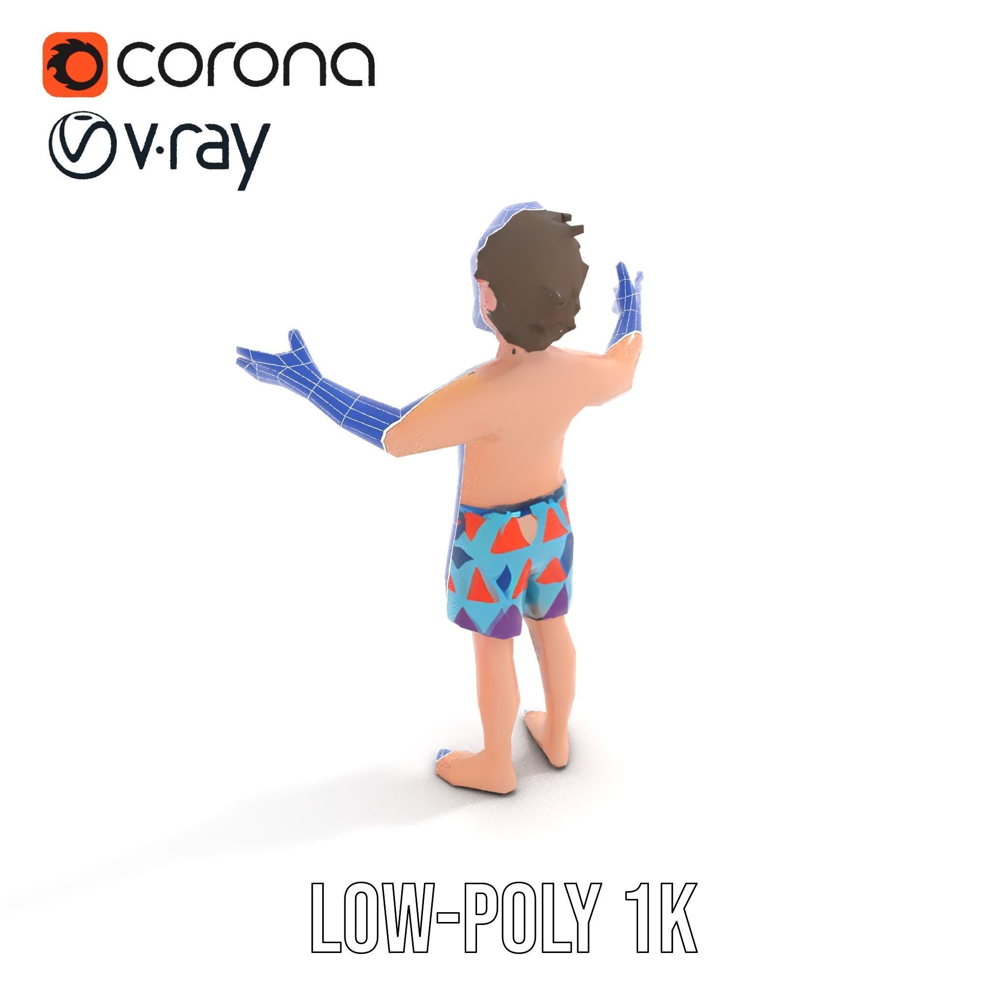 Beach Guy Rigged and Animated D Character Model Low-poly 3D model_30