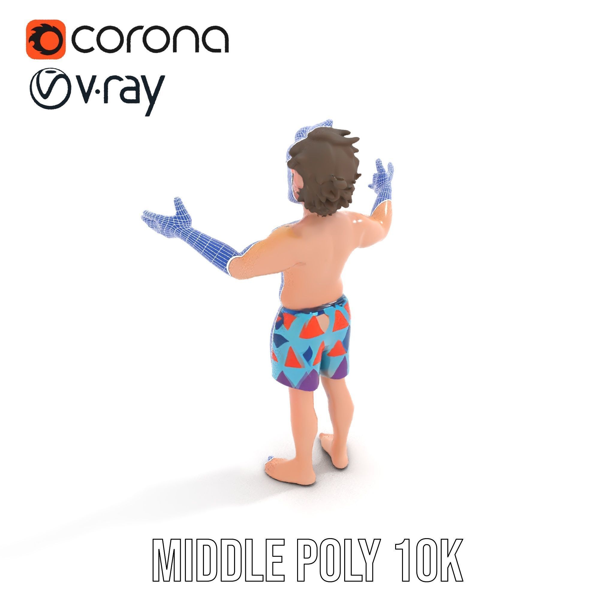 Beach Guy Rigged and Animated D Character Model Low-poly 3D model_32