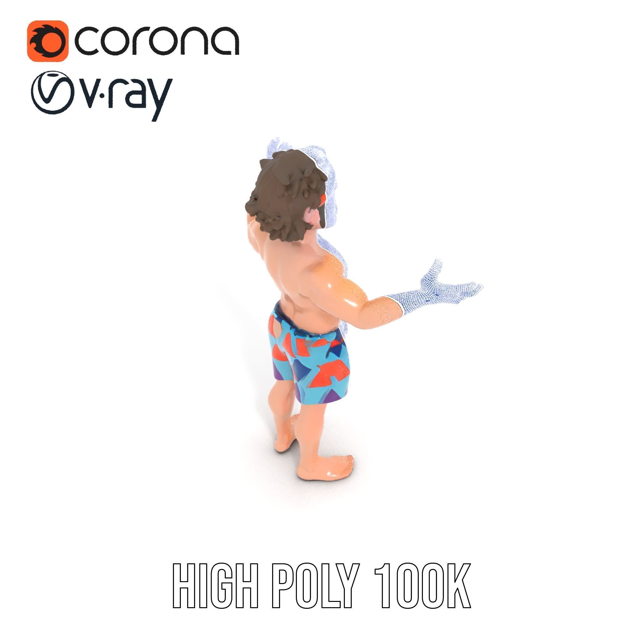 Beach Guy Rigged and Animated D Character Model Low-poly 3D model_31