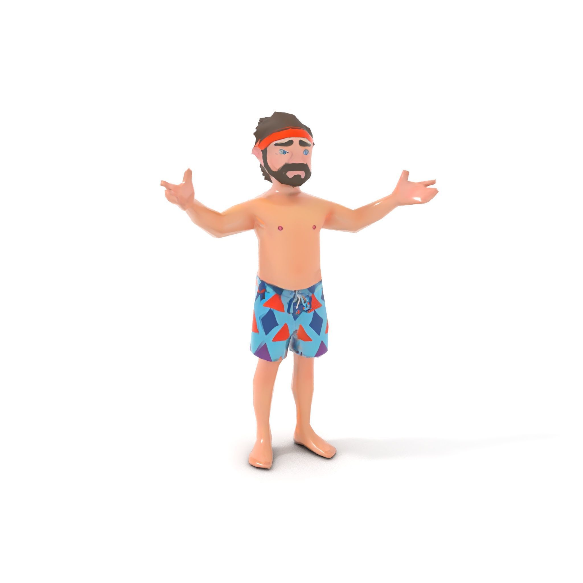 Beach Guy Rigged and Animated D Character Model Low-poly 3D model_18