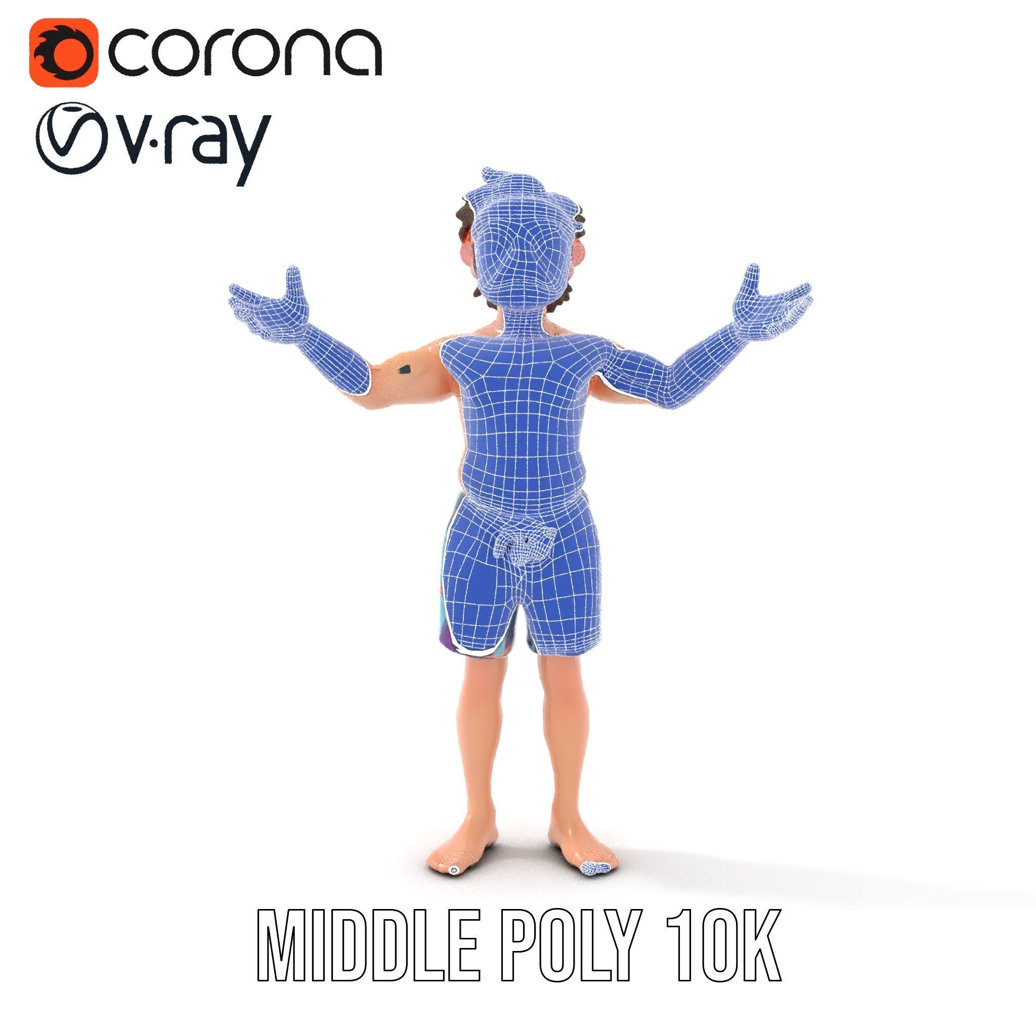 Beach Guy Rigged and Animated D Character Model Low-poly 3D model_29