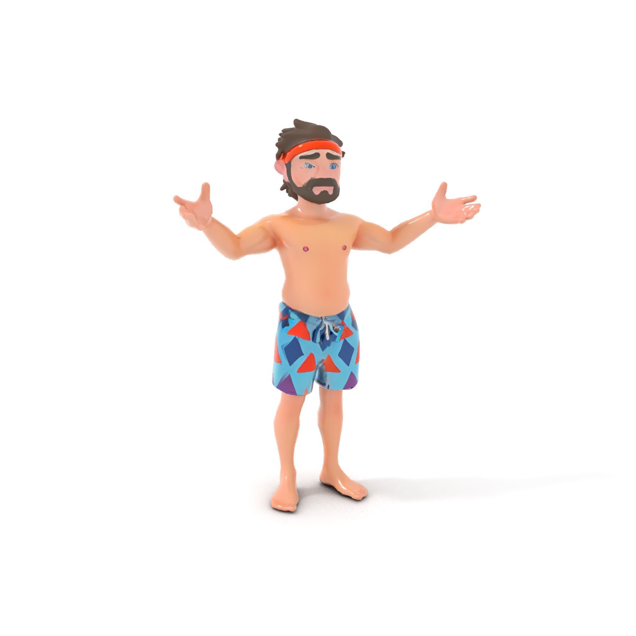 Beach Guy Rigged and Animated D Character Model Low-poly 3D model_9