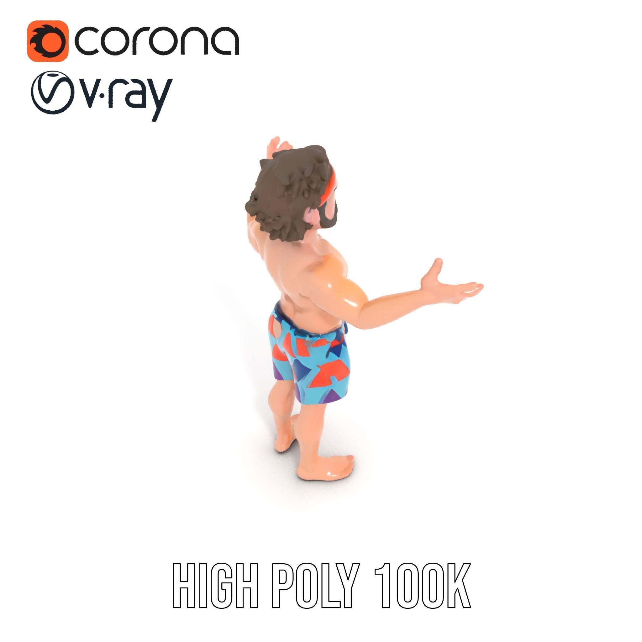 Beach Guy Rigged and Animated D Character Model Low-poly 3D model_25