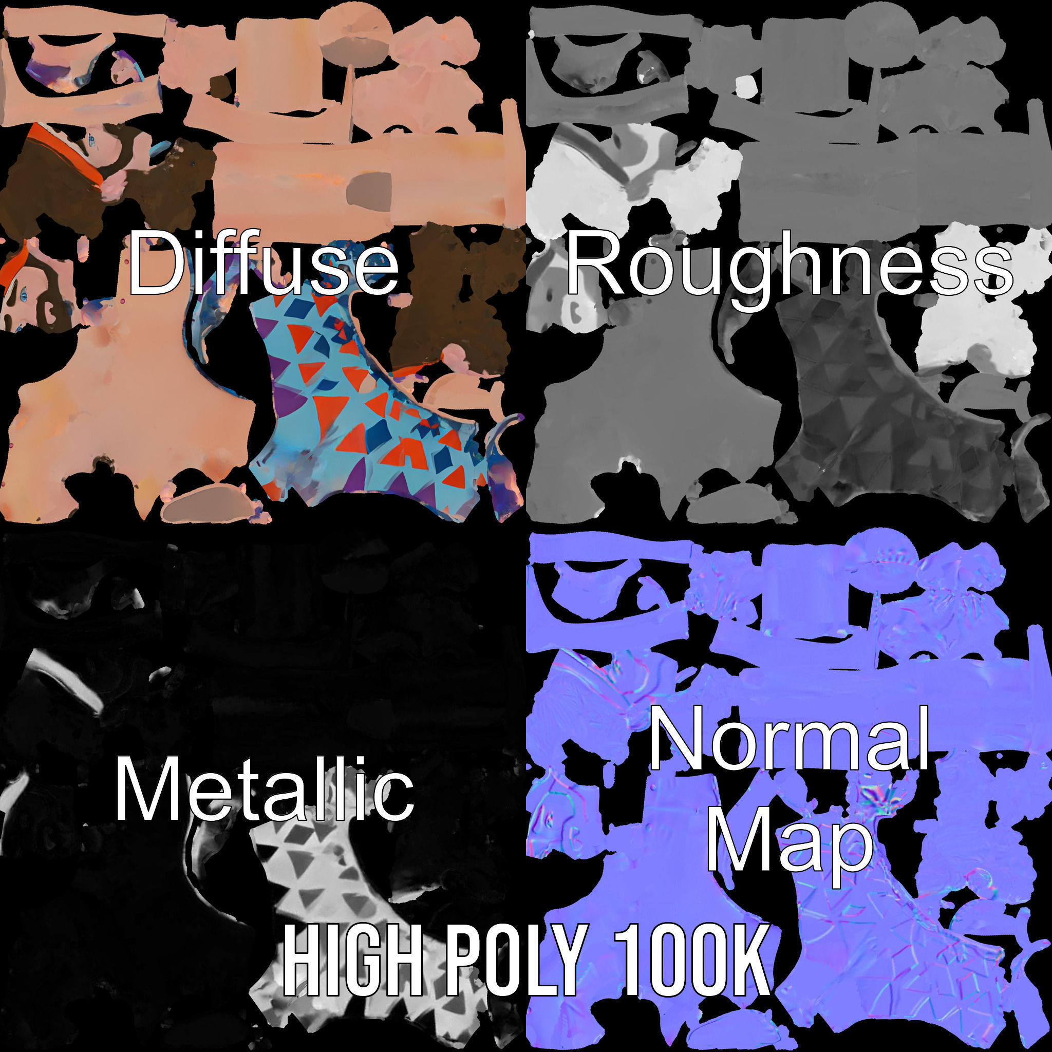 Beach Guy Rigged and Animated D Character Model Low-poly 3D model_3