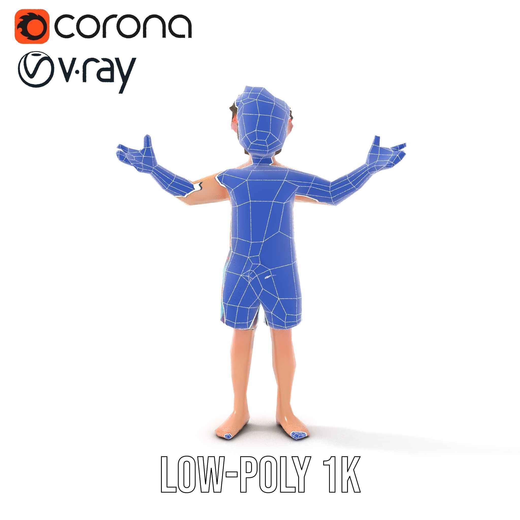 Beach Guy Rigged and Animated D Character Model Low-poly 3D model_13