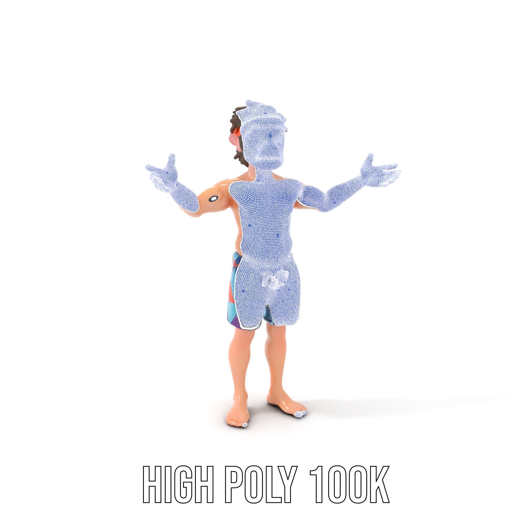 Beach Guy Rigged and Animated D Character Model Low-poly 3D model_4