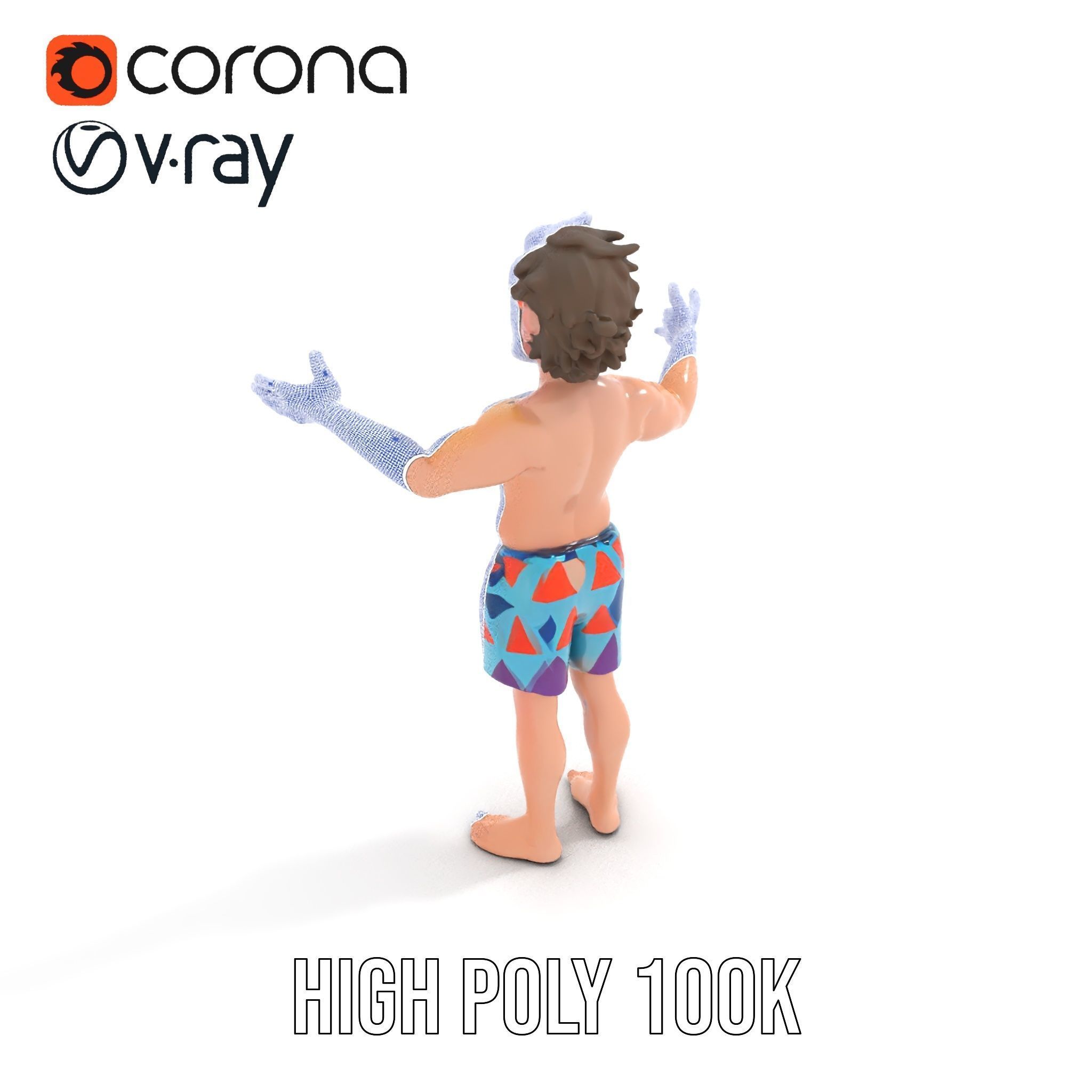 Beach Guy Rigged and Animated D Character Model Low-poly 3D model_11