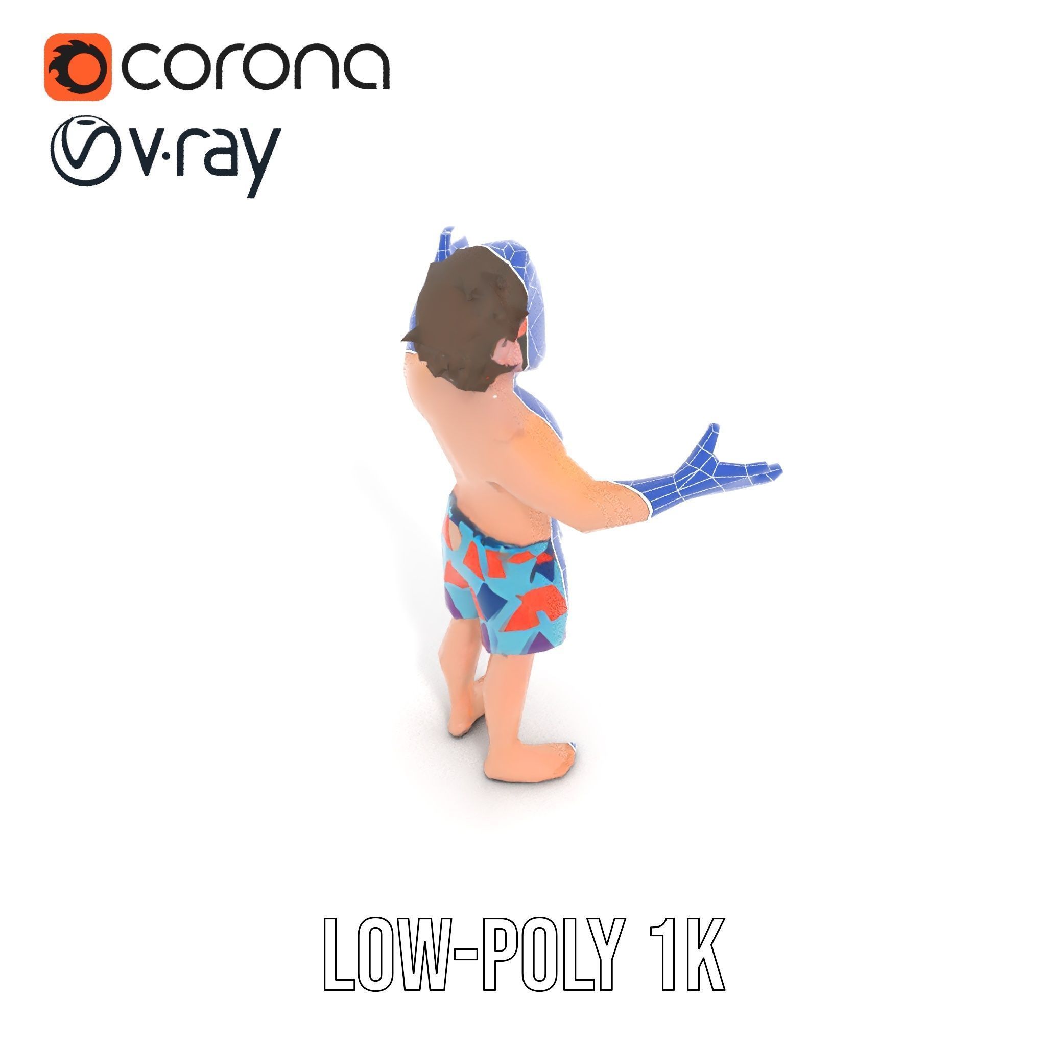 Beach Guy Rigged and Animated D Character Model Low-poly 3D model_10