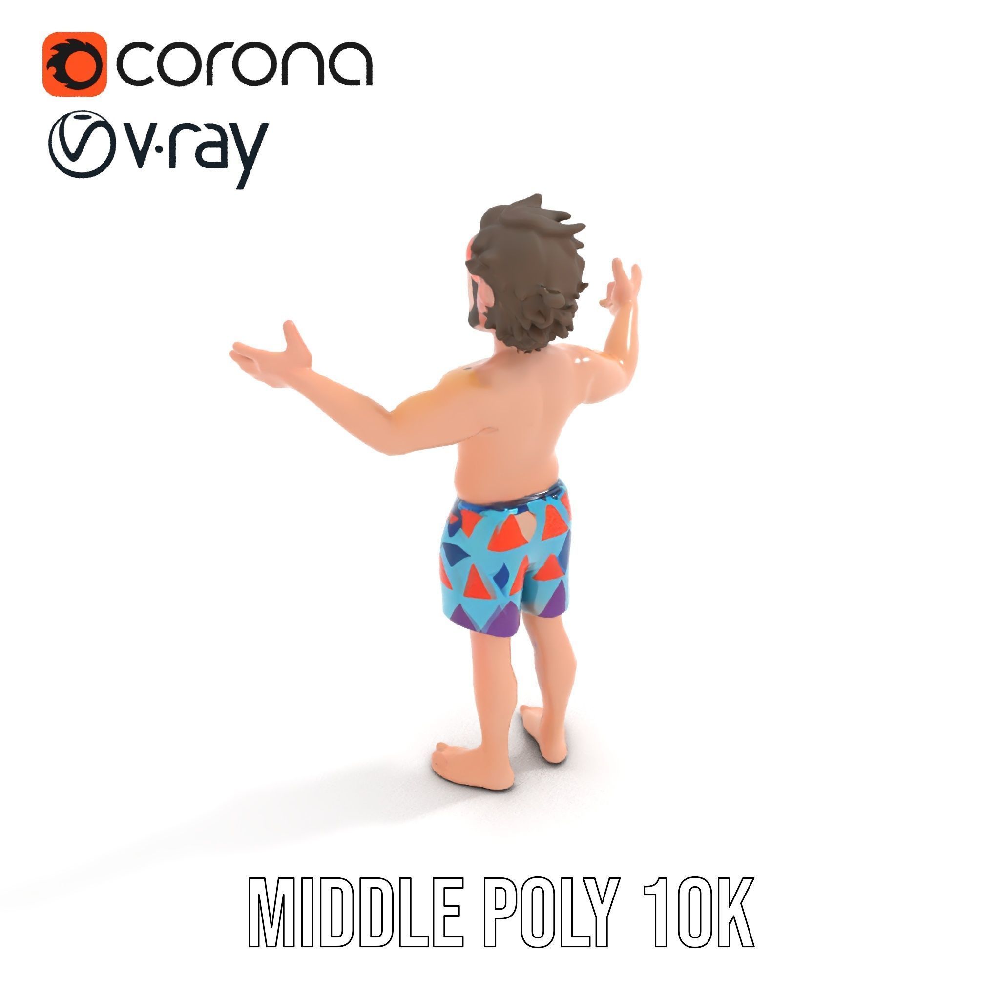 Beach Guy Rigged and Animated D Character Model Low-poly 3D model_20