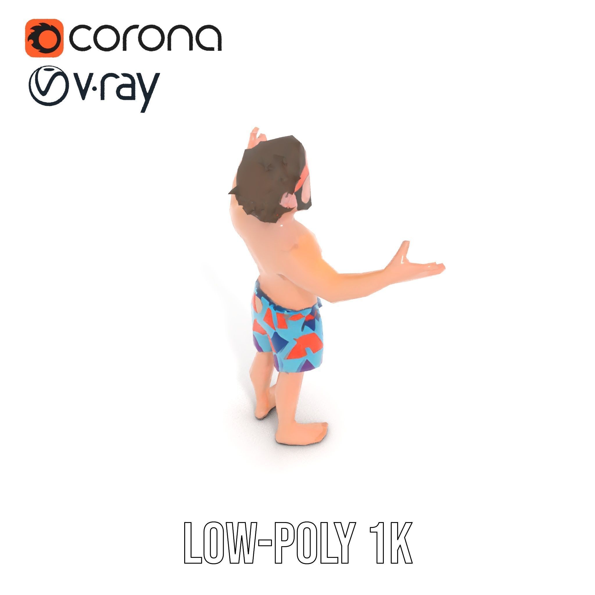 Beach Guy Rigged and Animated D Character Model Low-poly 3D model_24