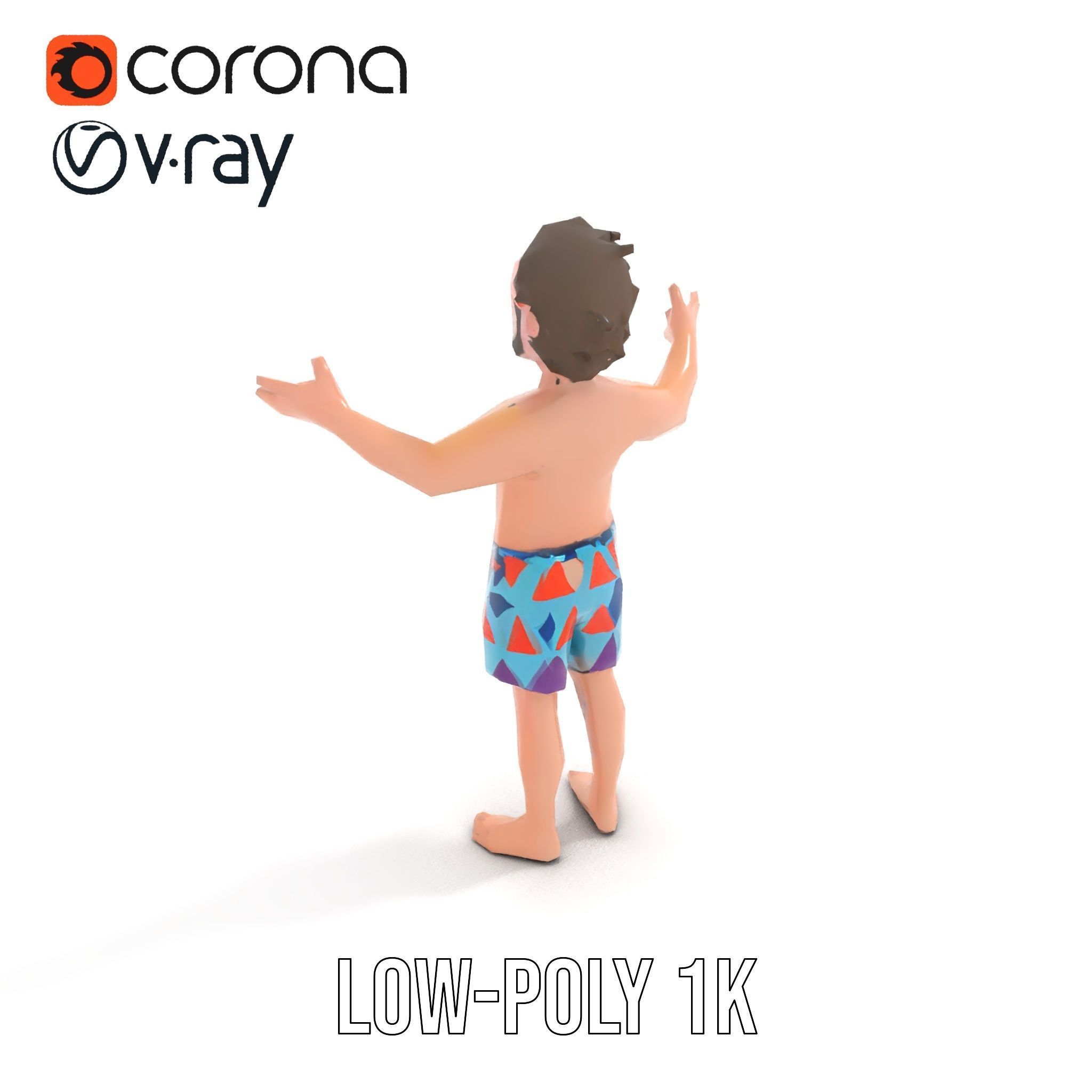 Beach Guy Rigged and Animated D Character Model Low-poly 3D model_27