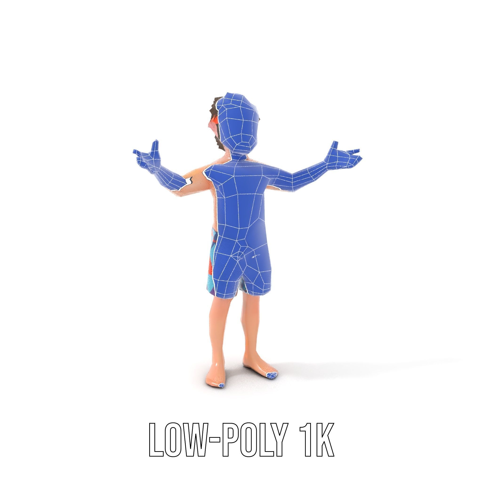 Beach Guy Rigged and Animated D Character Model Low-poly 3D model_8